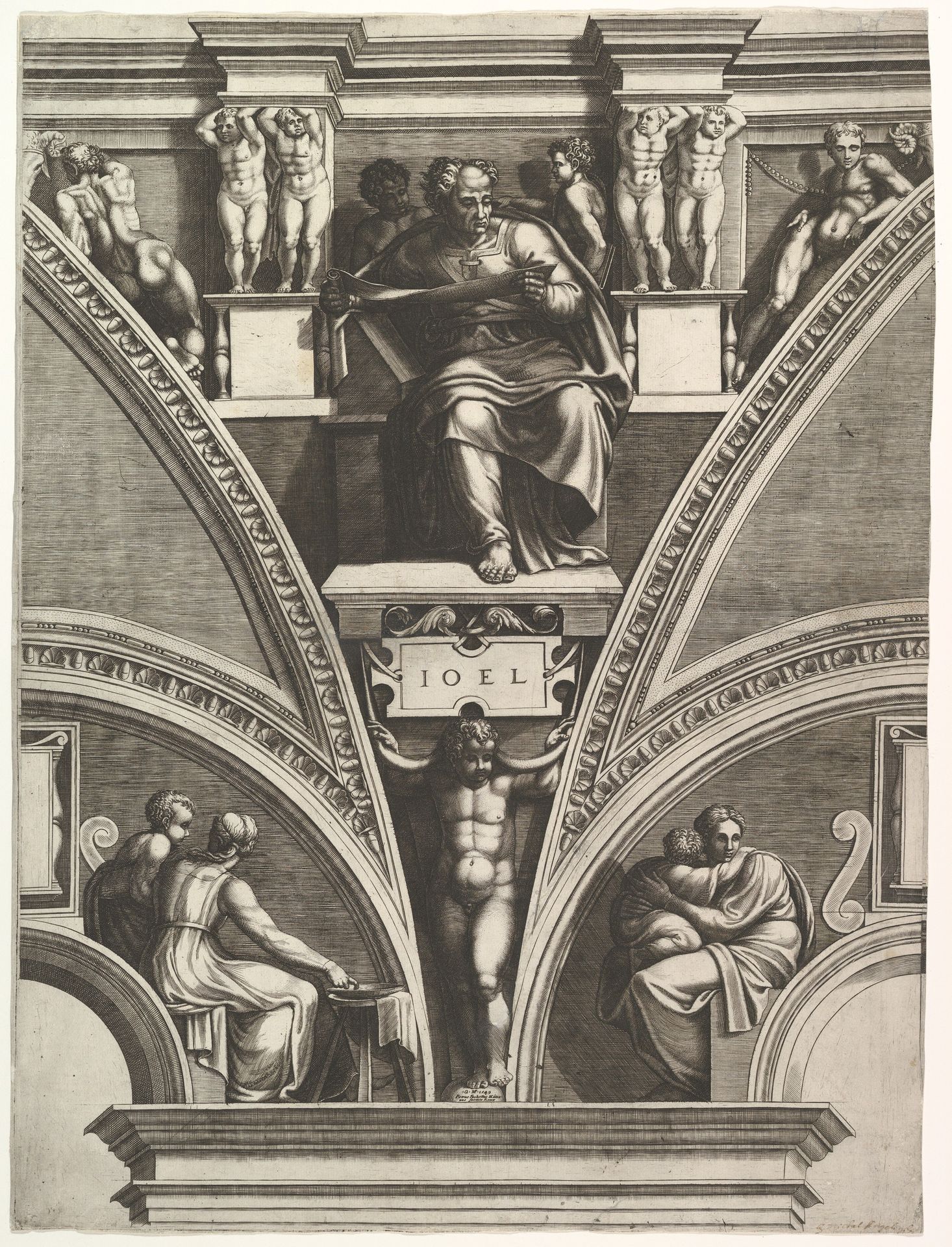 The Prophet Joel; from the series of Prophets and Sibyls in the Sistine Chapel by Giorgio Ghisi