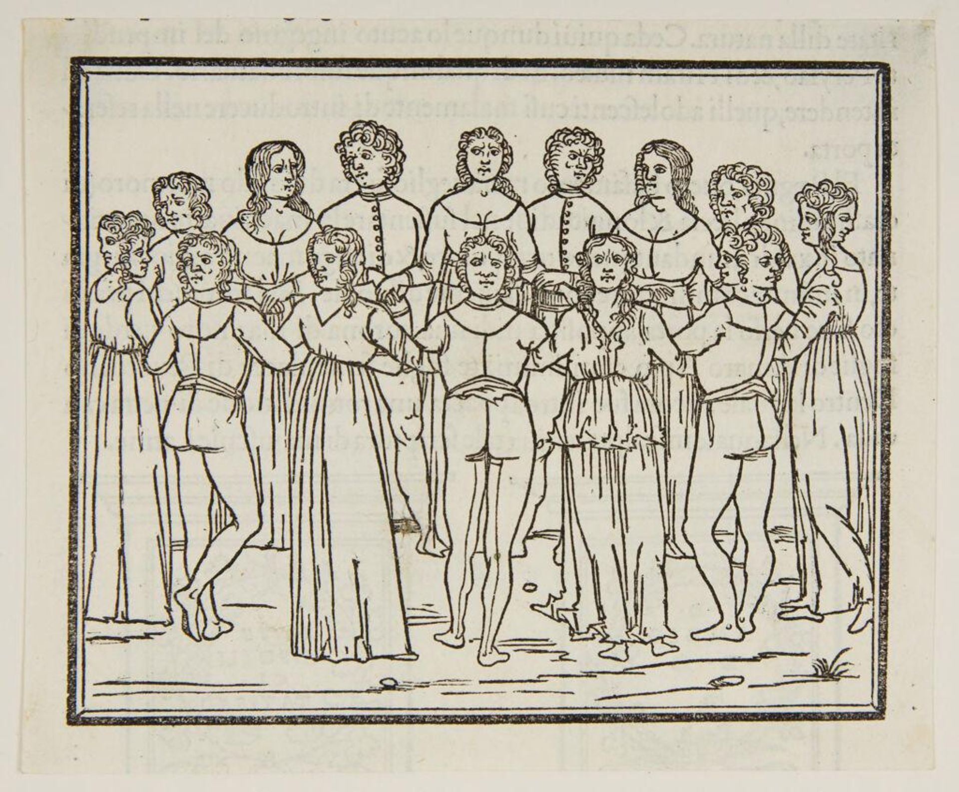 One of the sides of the pedestal of the bronze horse, with a relief of two-faced youths and nymphs dancing (fol. b v verso) by Anonymous