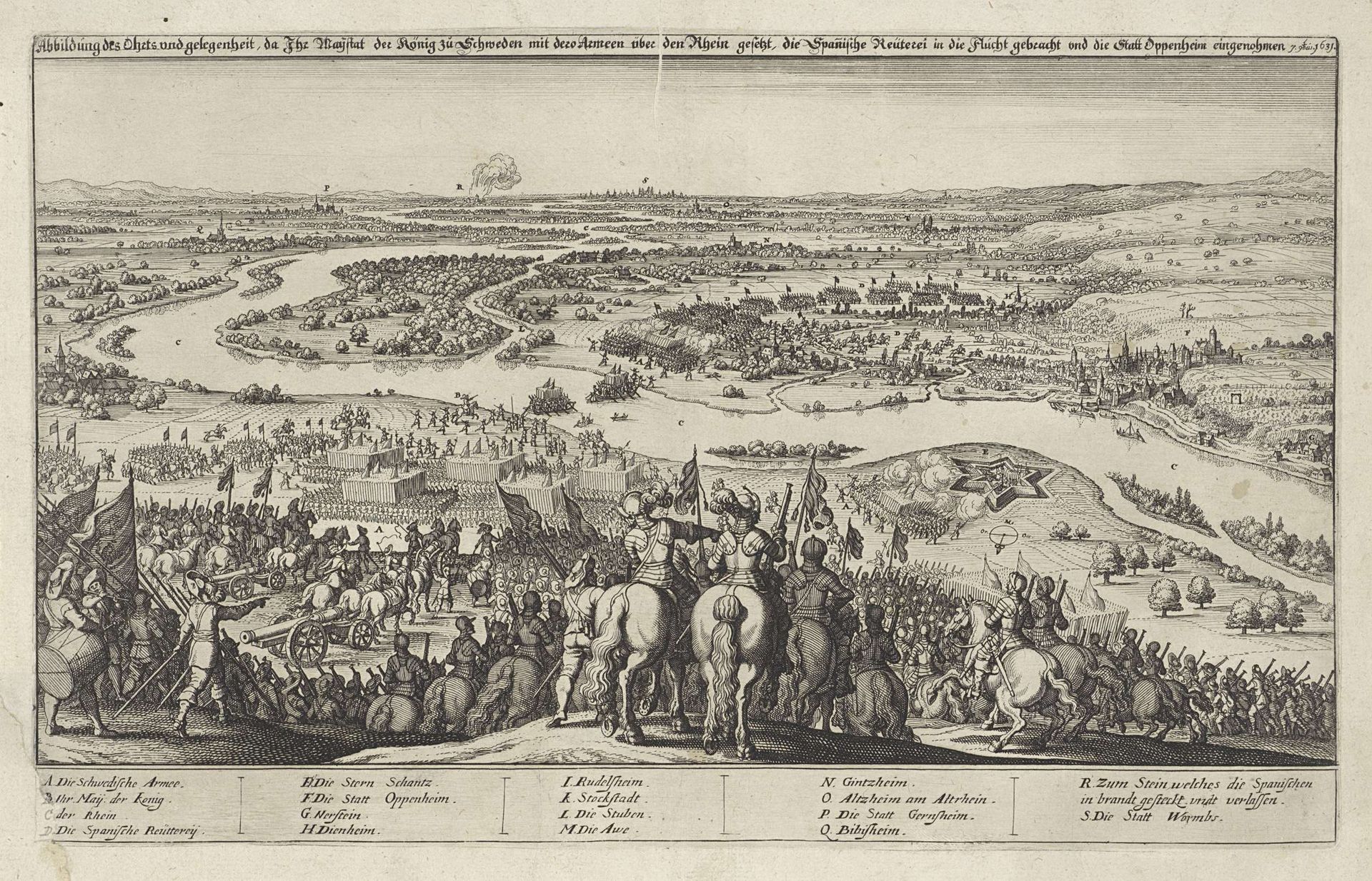 Verovering van de stad Oppenheim door de Zweedse legers op 7 september 1631 by Wenceslaus Hollar