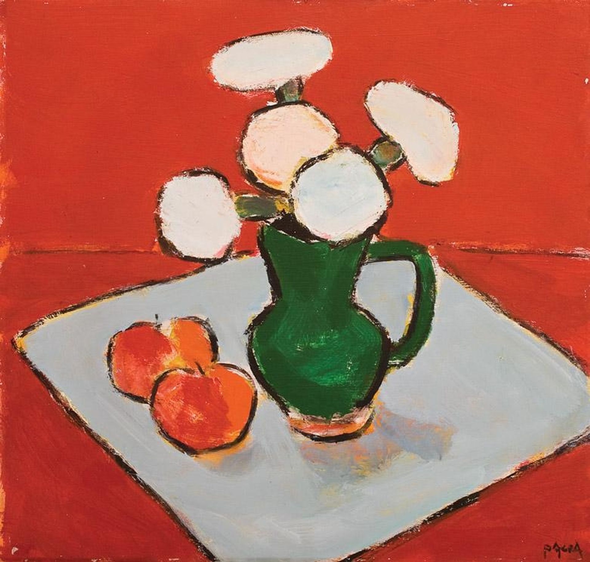 Still Life With Flowers and Apples by Ion Pacea