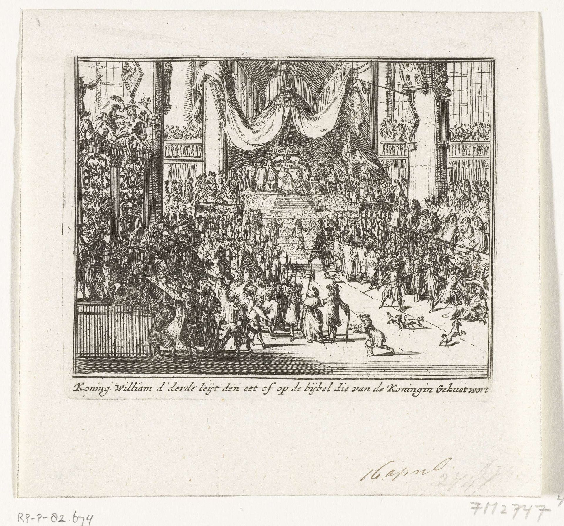 Willem III legt tijdens de kroning de eed af, 1689 by Anonymous