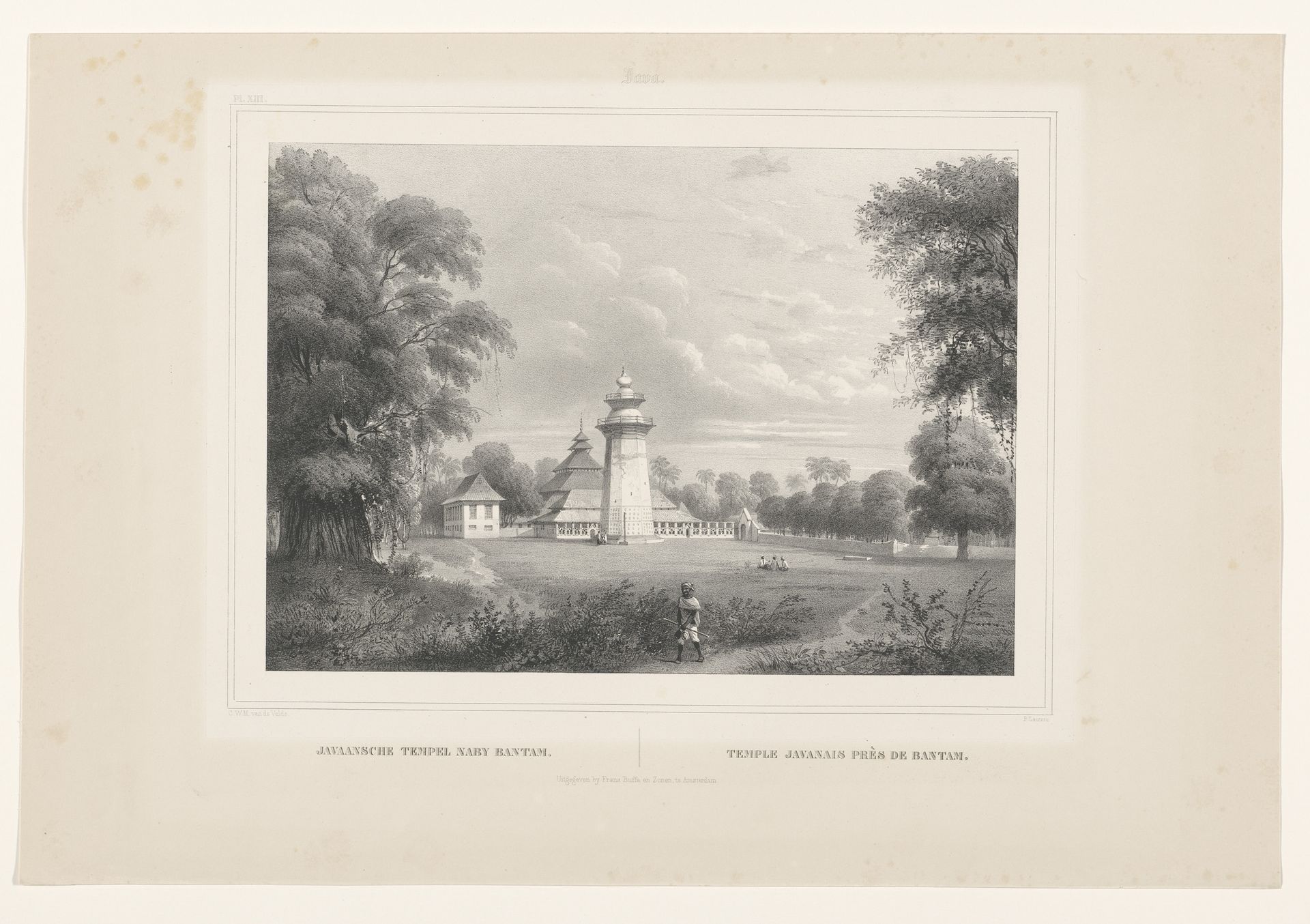 Gezicht op een tempel bij Bantam by Paulus Lauters