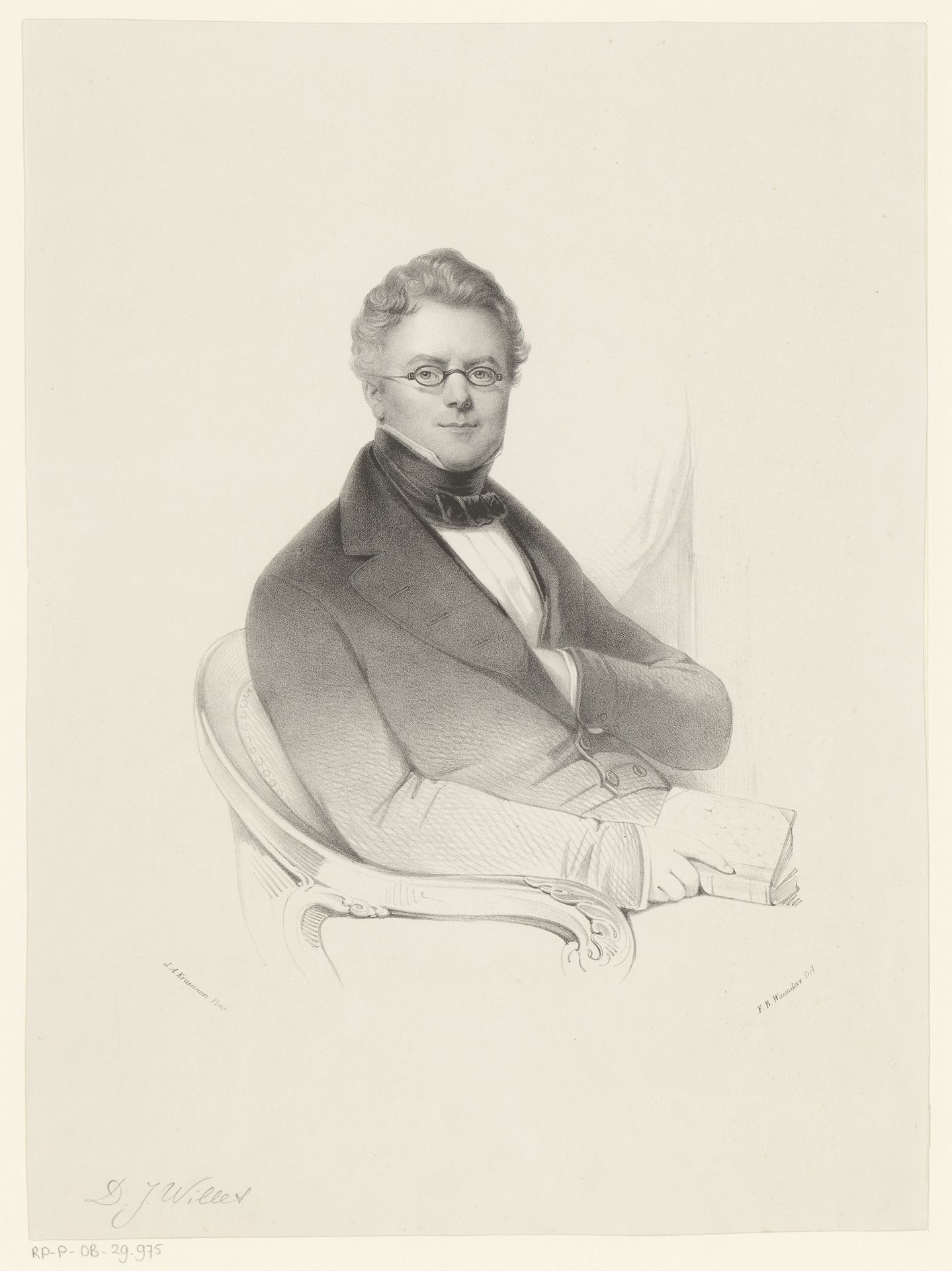 Portret van Abraham Willet by Franciscus Bernardus Waanders