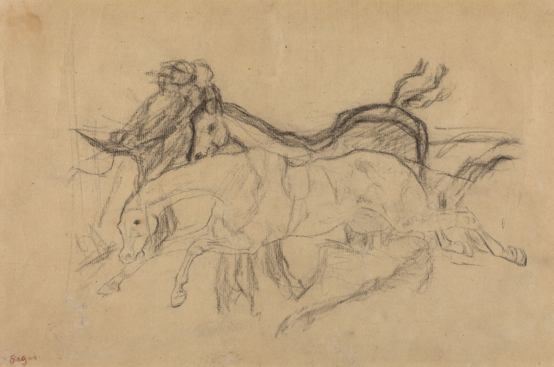 Racehorses (study for "Scene from the Steeplechase: The Fallen Jockey") by Edgar Degas