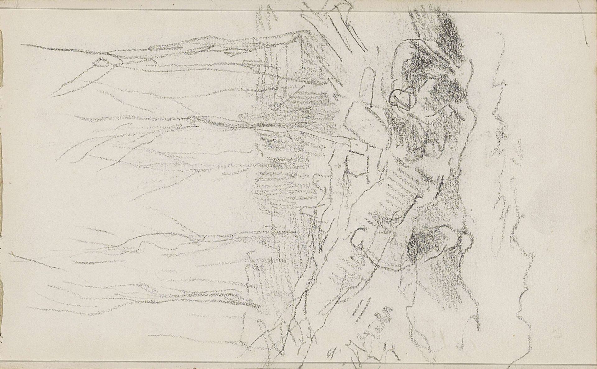 Houthakkers die een omgehakte boom uit de grond tillen by Anton Mauve
