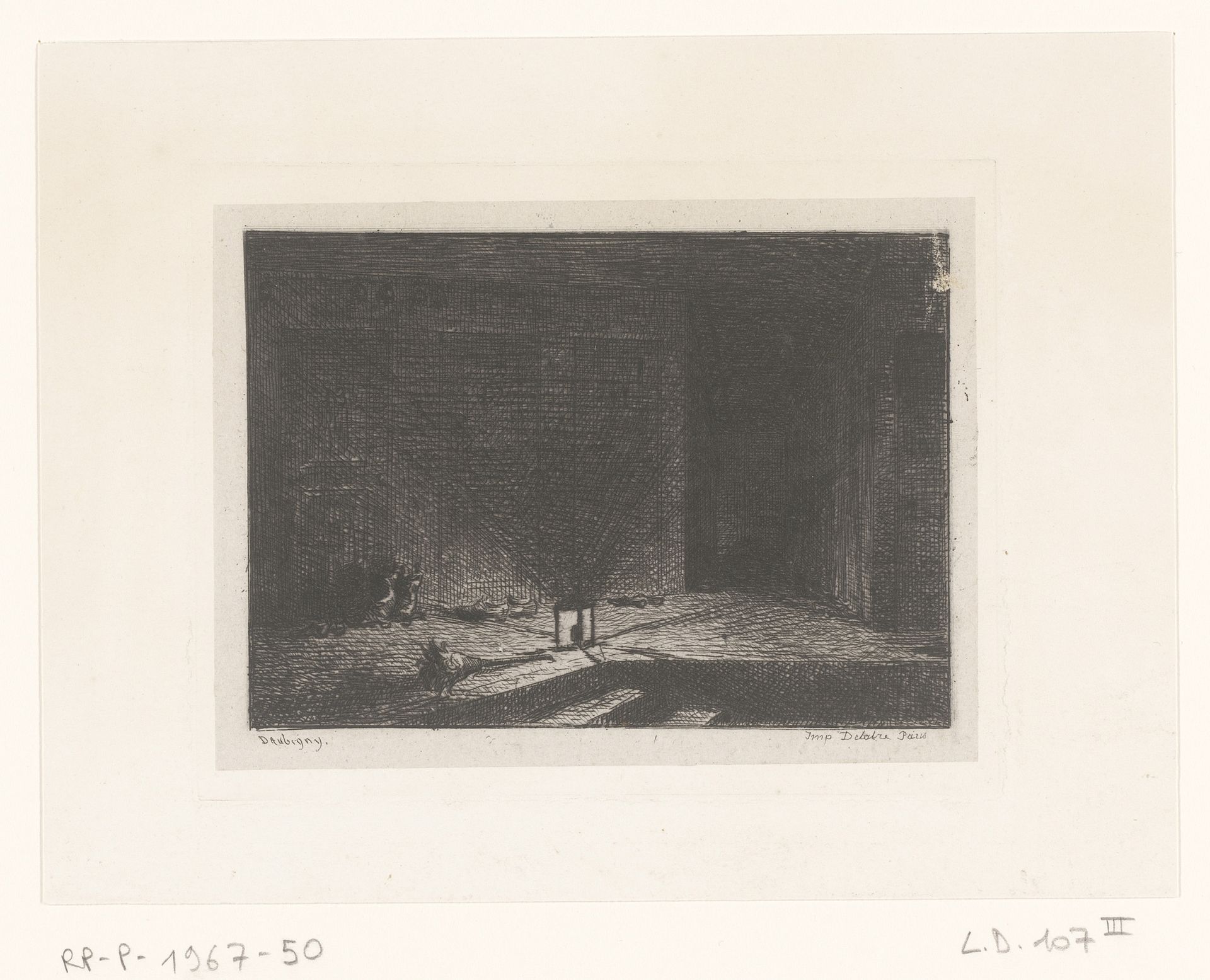 Interieur met lantaarn en bezem by Charles François Daubigny