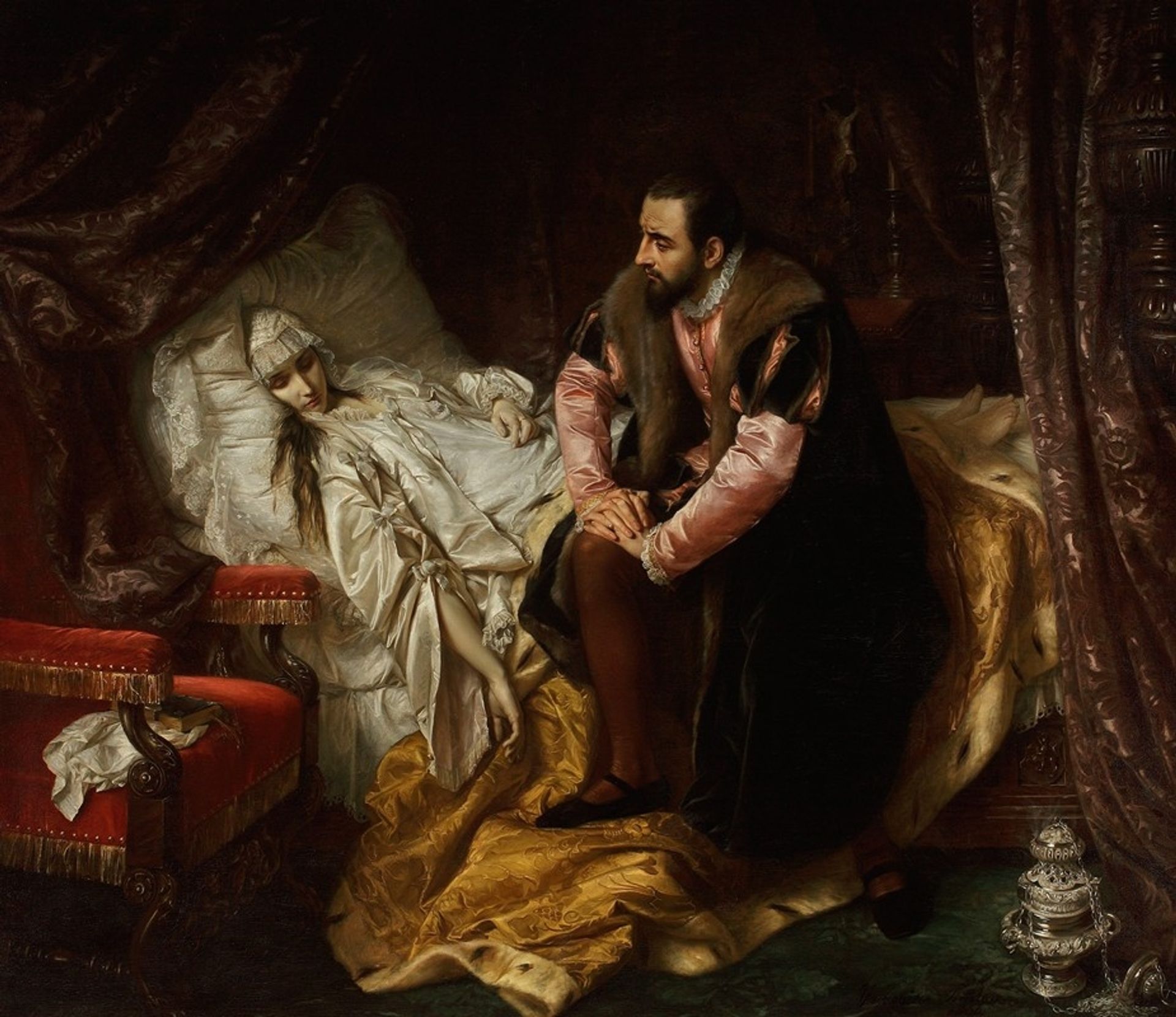 Death of Barbara Radziwiłł by Józef Simmler