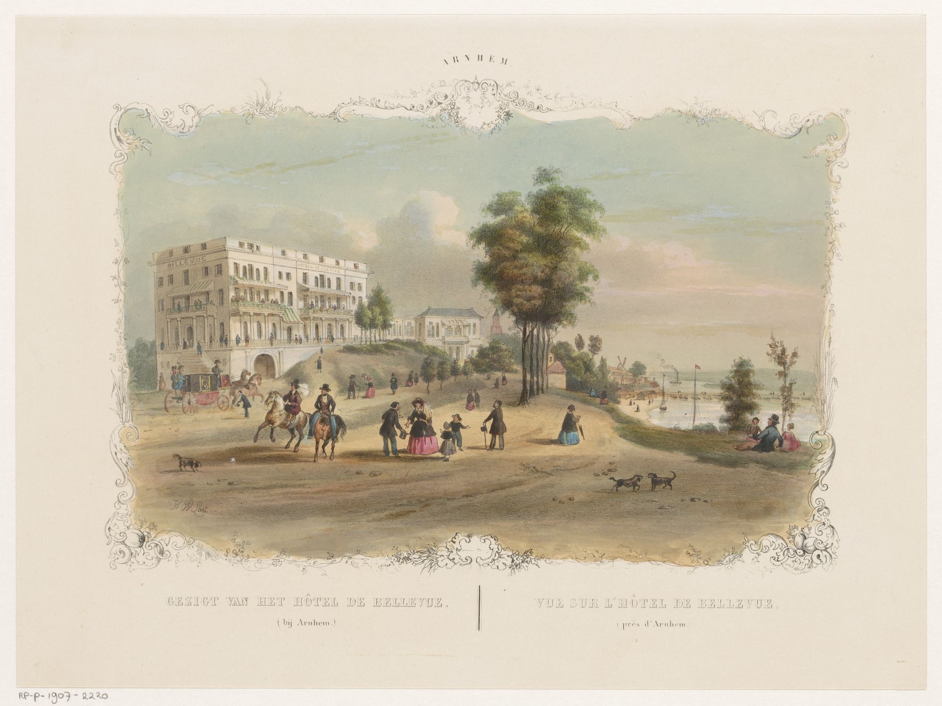 Gezicht op het hotel Bellevue bij Arnhem by Hendrik Wilhelmus Last