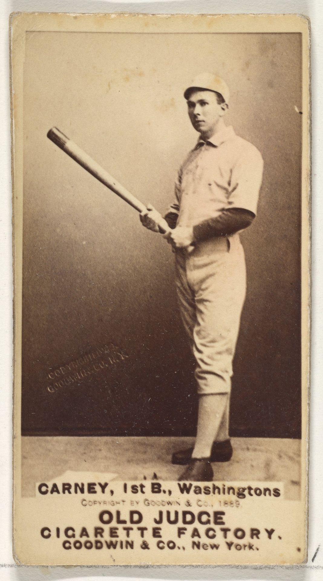 John Joseph "Handsome Jack" Carney, 1st Base, Washington Nationals, from the Old Judge series (N172) for Old Judge Cigarettes by Goodwin & Company