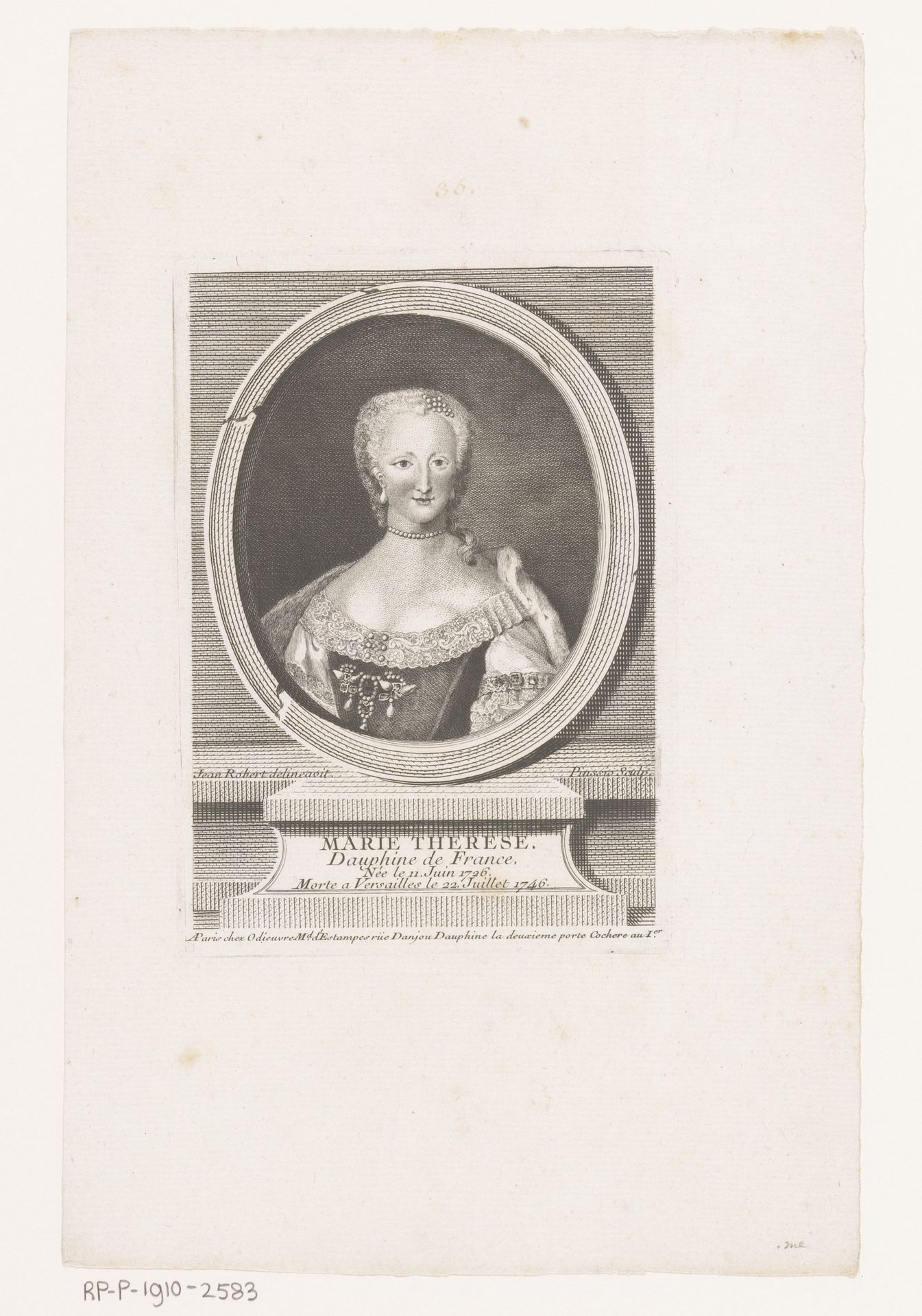 Portret van Maria Theresia van Bourbon by Sébastien Pinssio