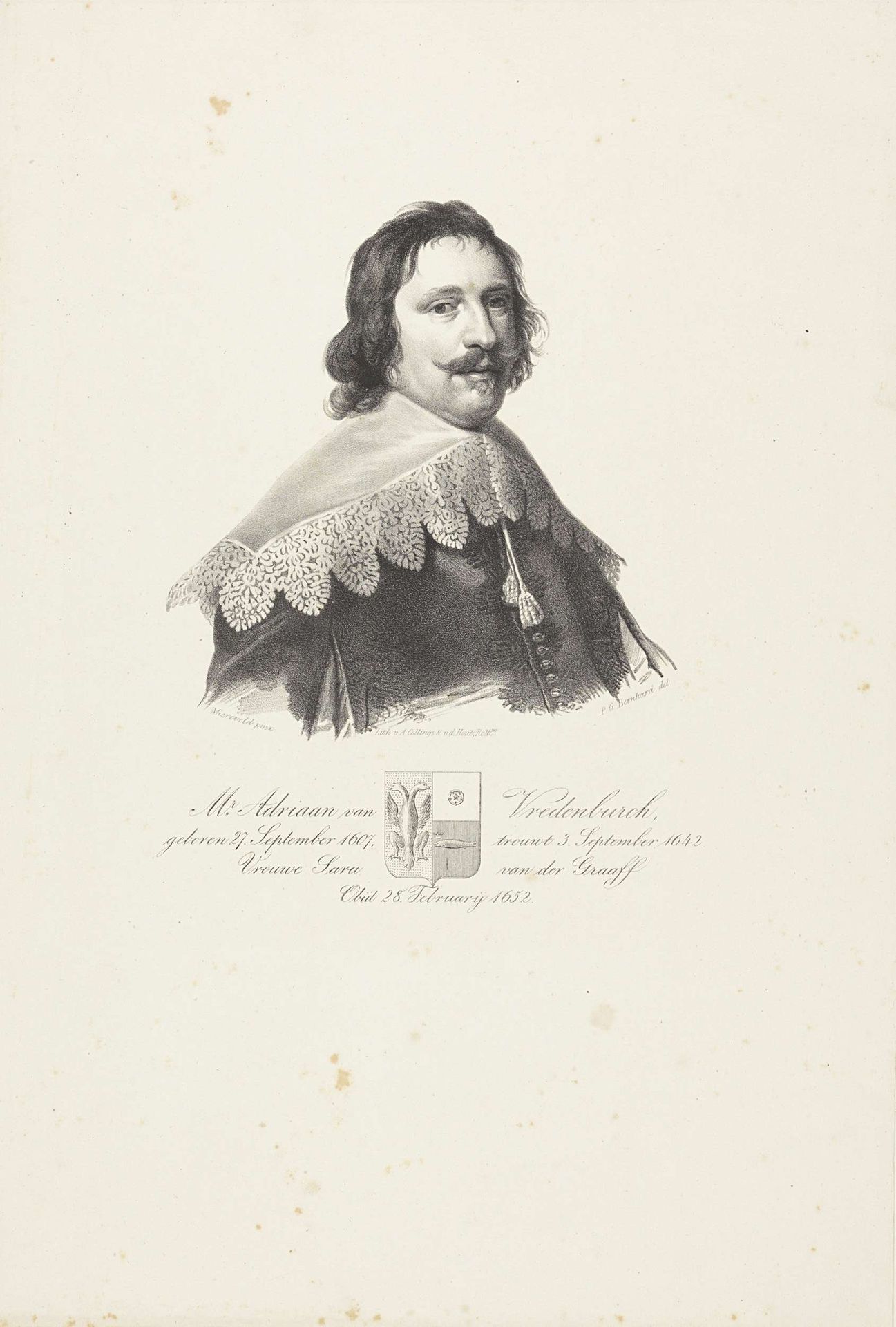 Portret van Adriaan van Vredenburch by Pieter Gerardus Bernhard