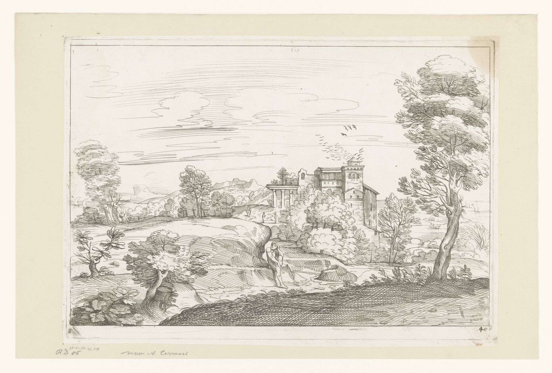 Landschap met huis en zittende figuur by Jean-Baptiste Corneille