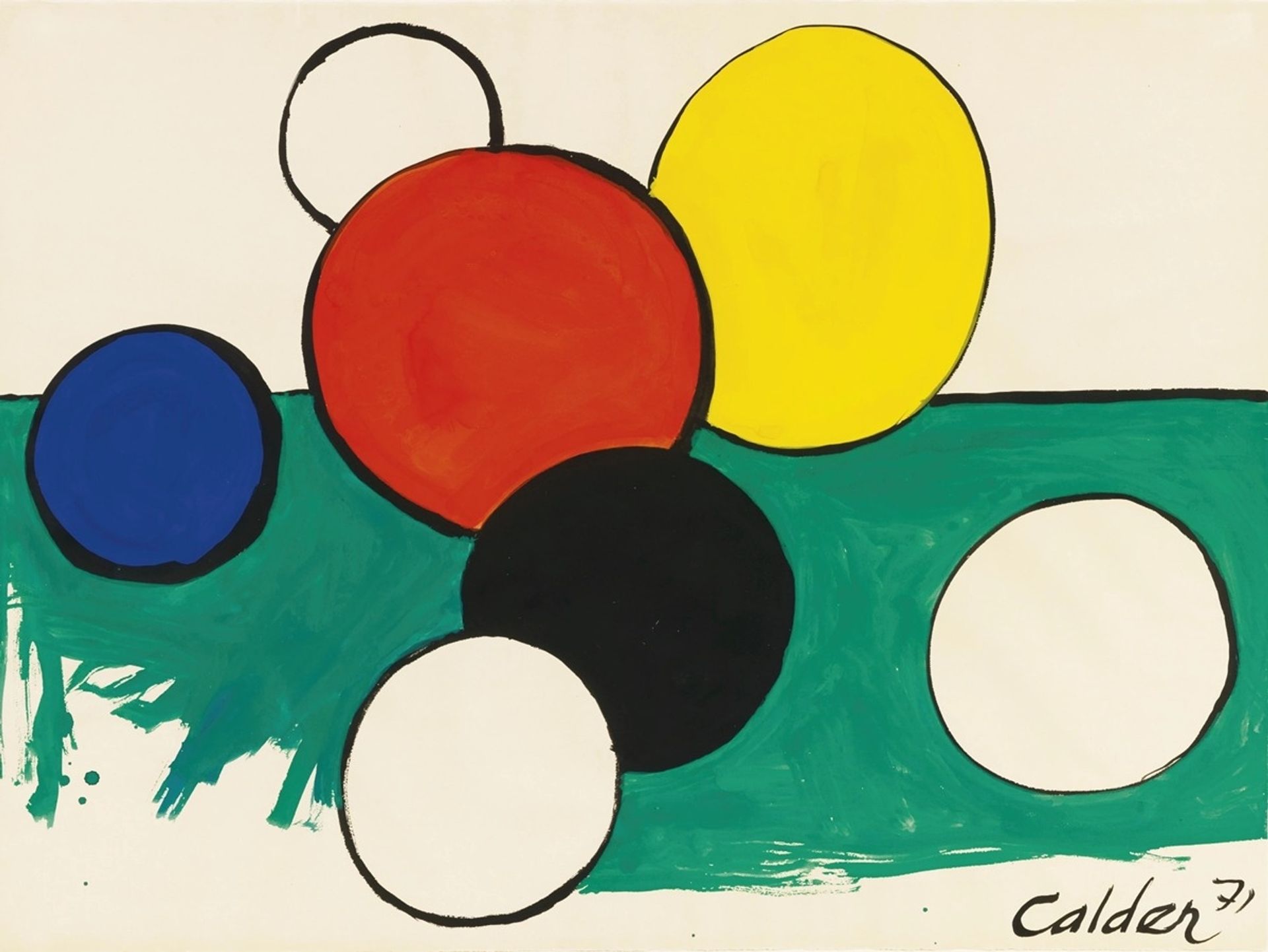Orbs on Green Ground by Alexander Calder