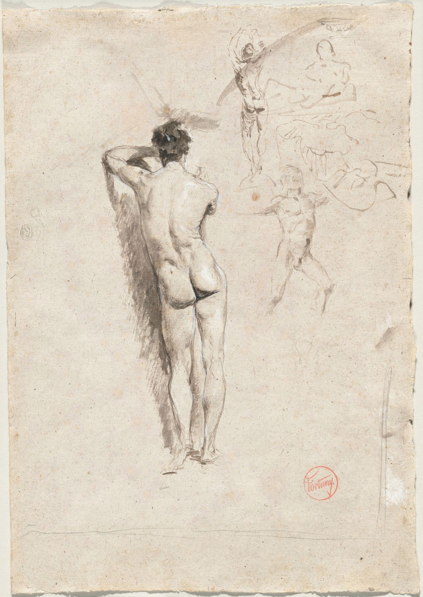 Study of a Male Nude and Other Studies by Mariano Fortuny Marsal