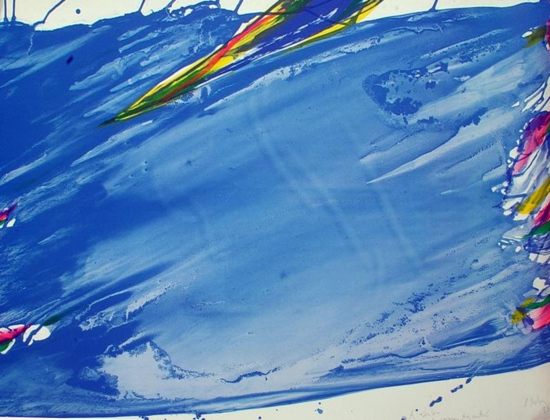 Composition bleue, taches rouge et jaune by Olivier Debre