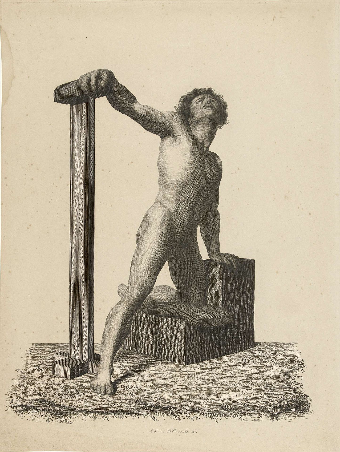 Studie van mannelijk naakt by Lubertus Teunis van Deth