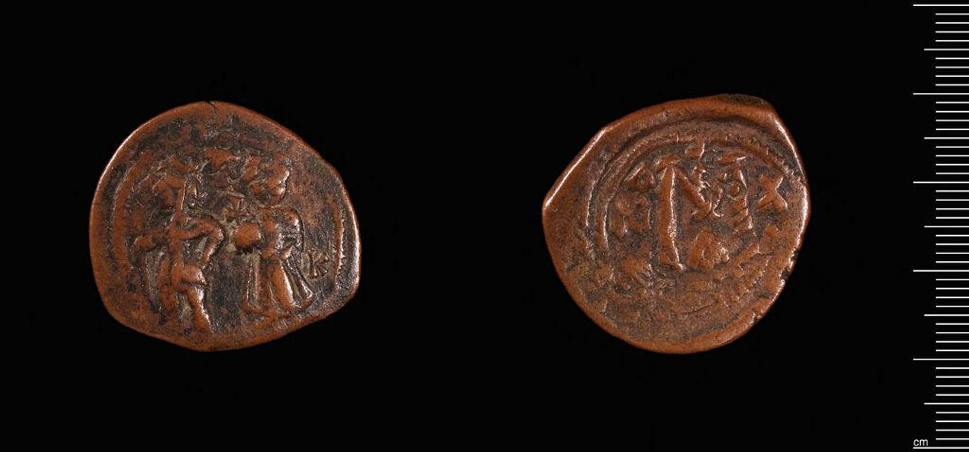 Follis of Herakleios, Constantinople by Abd-al-Malik (Umayyads)