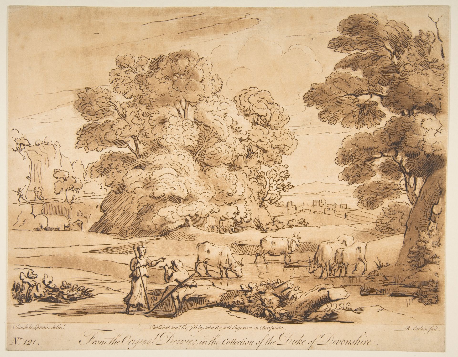 Landscape with Shepherd and Shepherdess by Richard Earlom