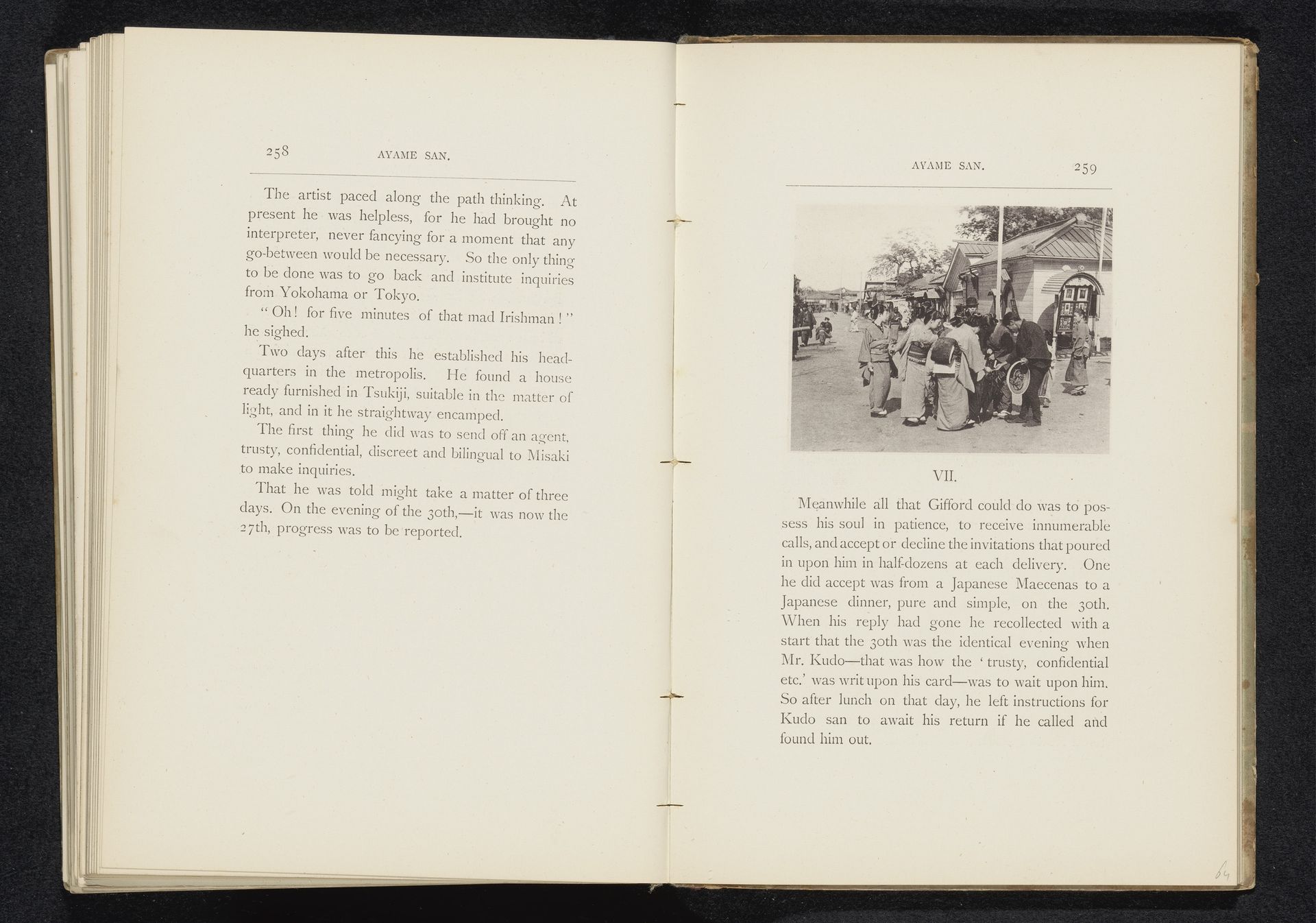 Menigte rond een straatverkoper te Japan by William Kinnimond Burton
