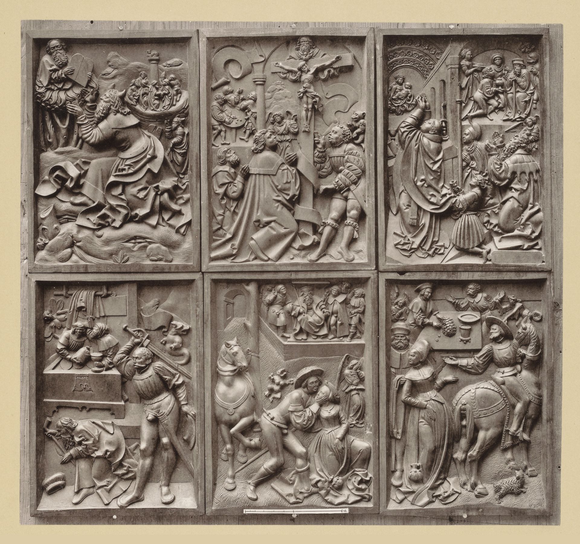 Reliëf met allegorische voorstelling van de Tien Geboden, gesneden uit lindehout by Anonymous