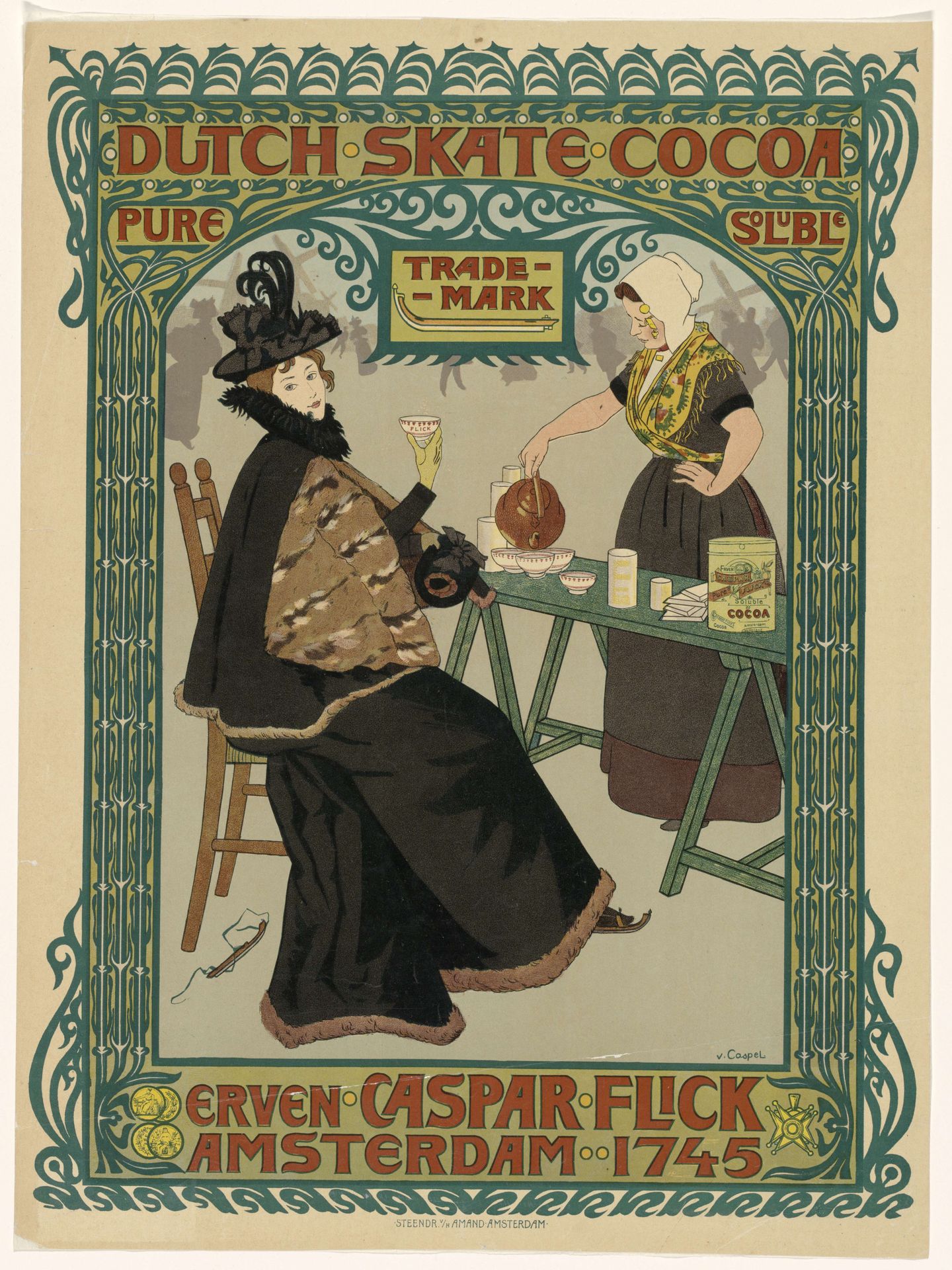 Dutch skate cocoa. Erven Caspar Flick by Johann Georg van Caspel