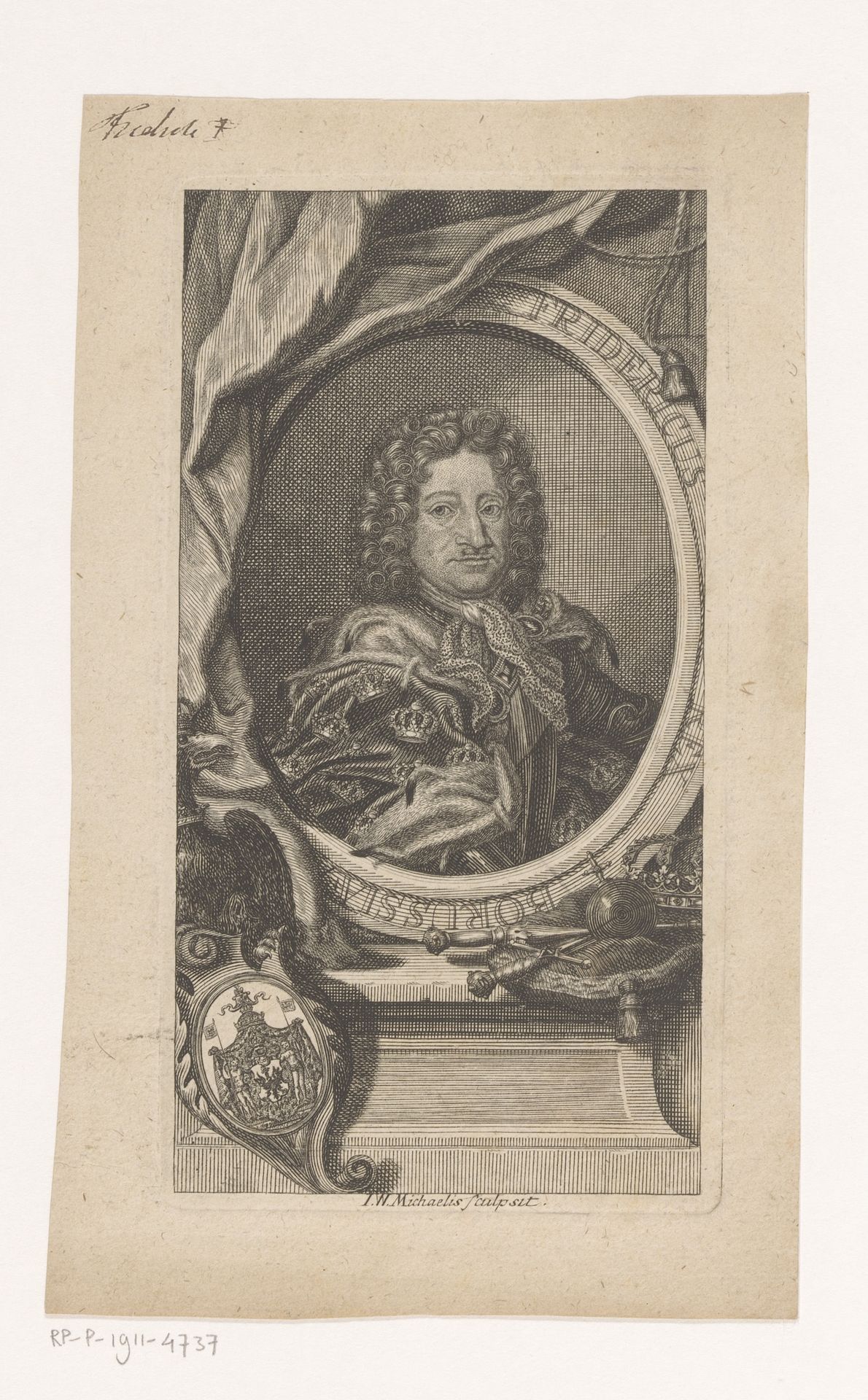 Portret van Frederik I, koning van Pruisen by Johann Wilhelm Michaelis