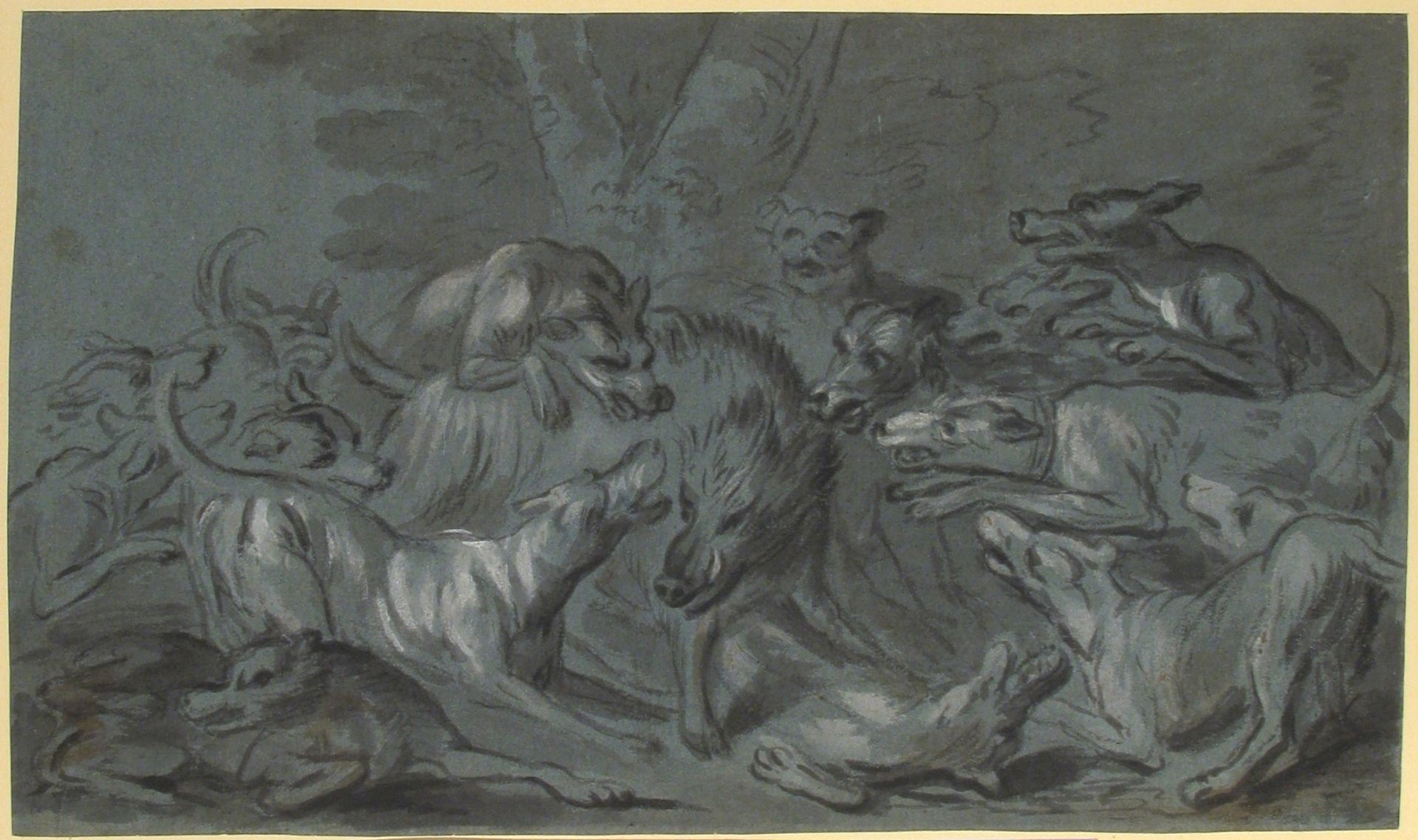 Pack of Dogs Attacking a Wild Boar by Jean-Baptiste Oudry