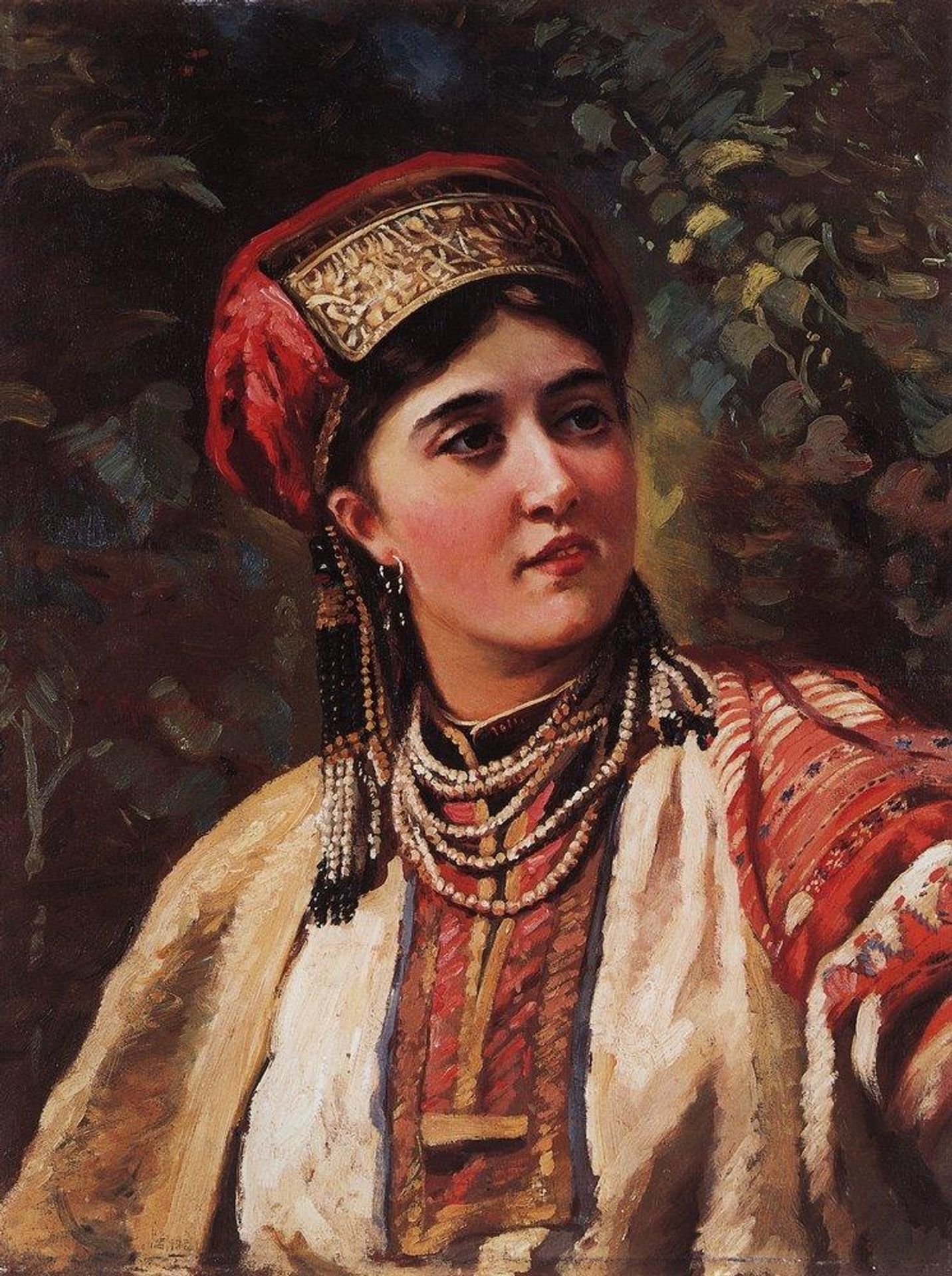 Woman in a national costume by Konstantin Egorovich Makovsky