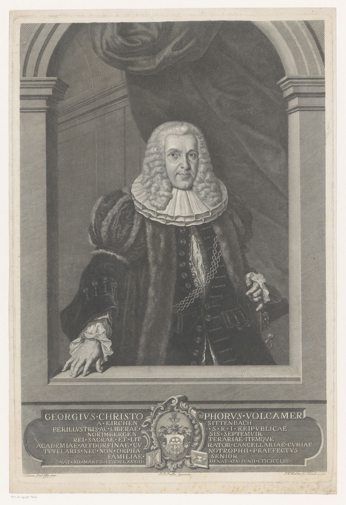 Portret van Georg Christoph Volckamer von Kirchensittenbach by Johann Wilhelm Windter