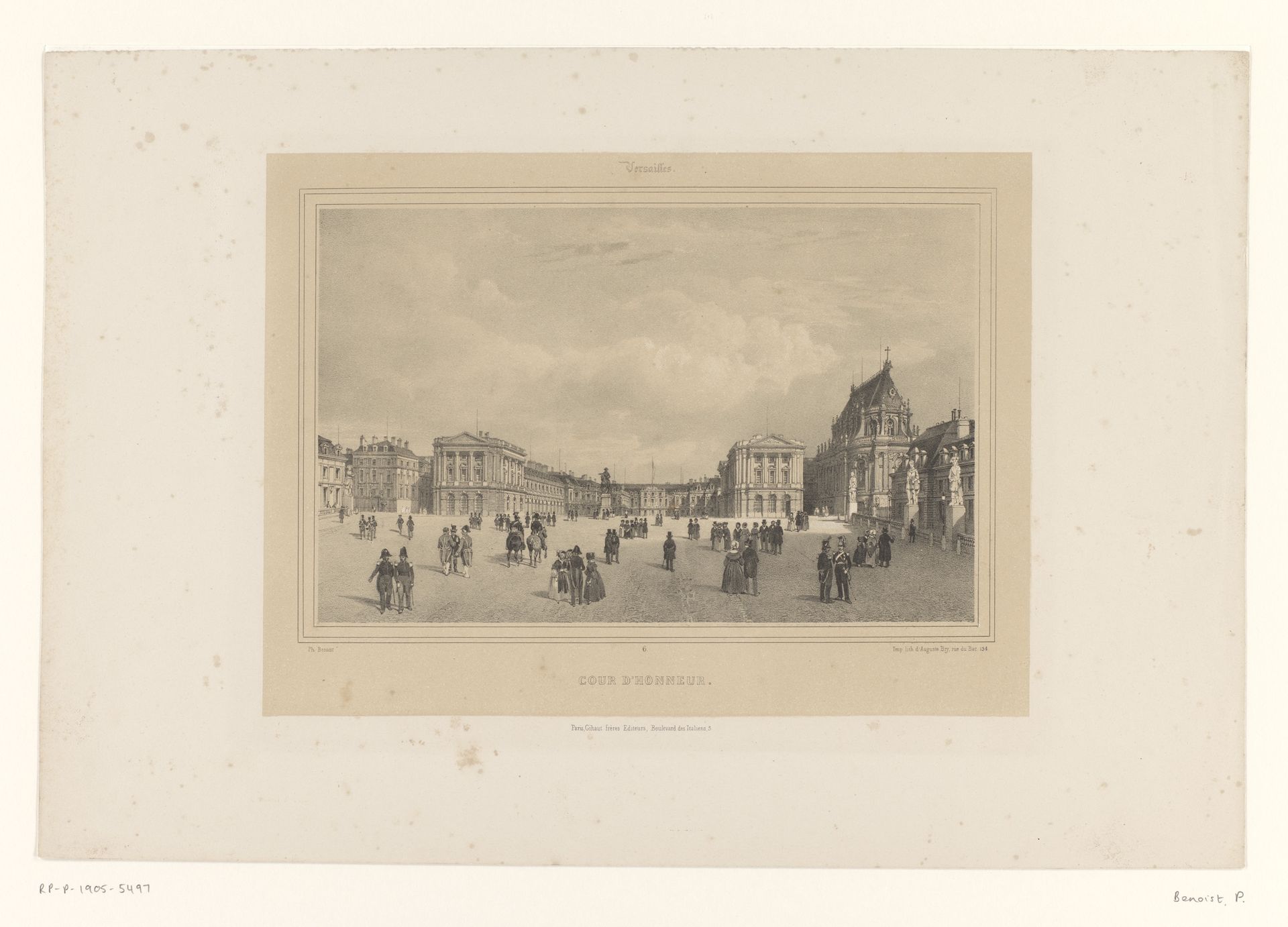 Zicht op de Cour d'Honneur van het Kasteel van Versailles by Philippe Benoist