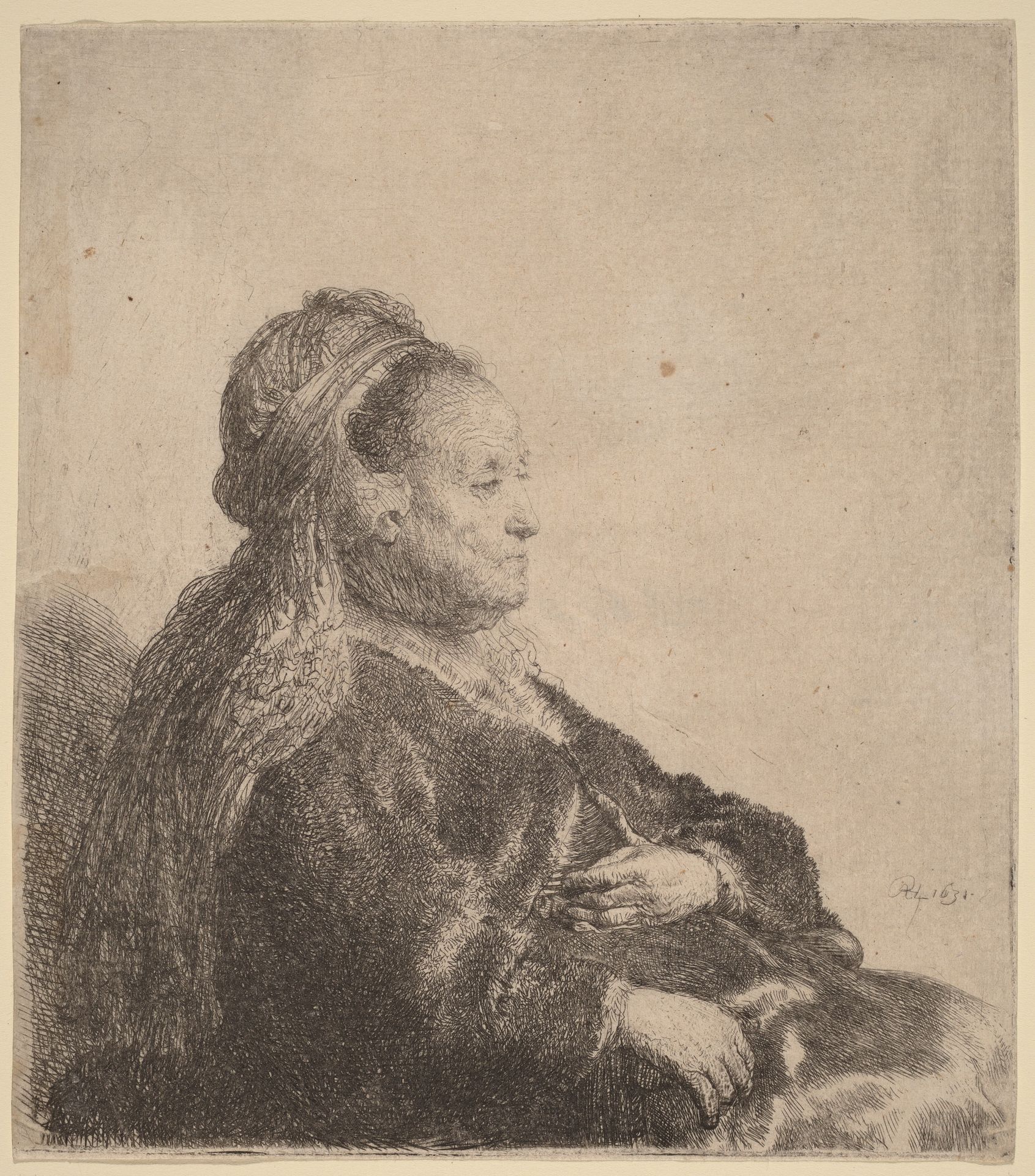 The Artist's Mother Seated, in an Oriental Headdress by Rembrandt van Rijn