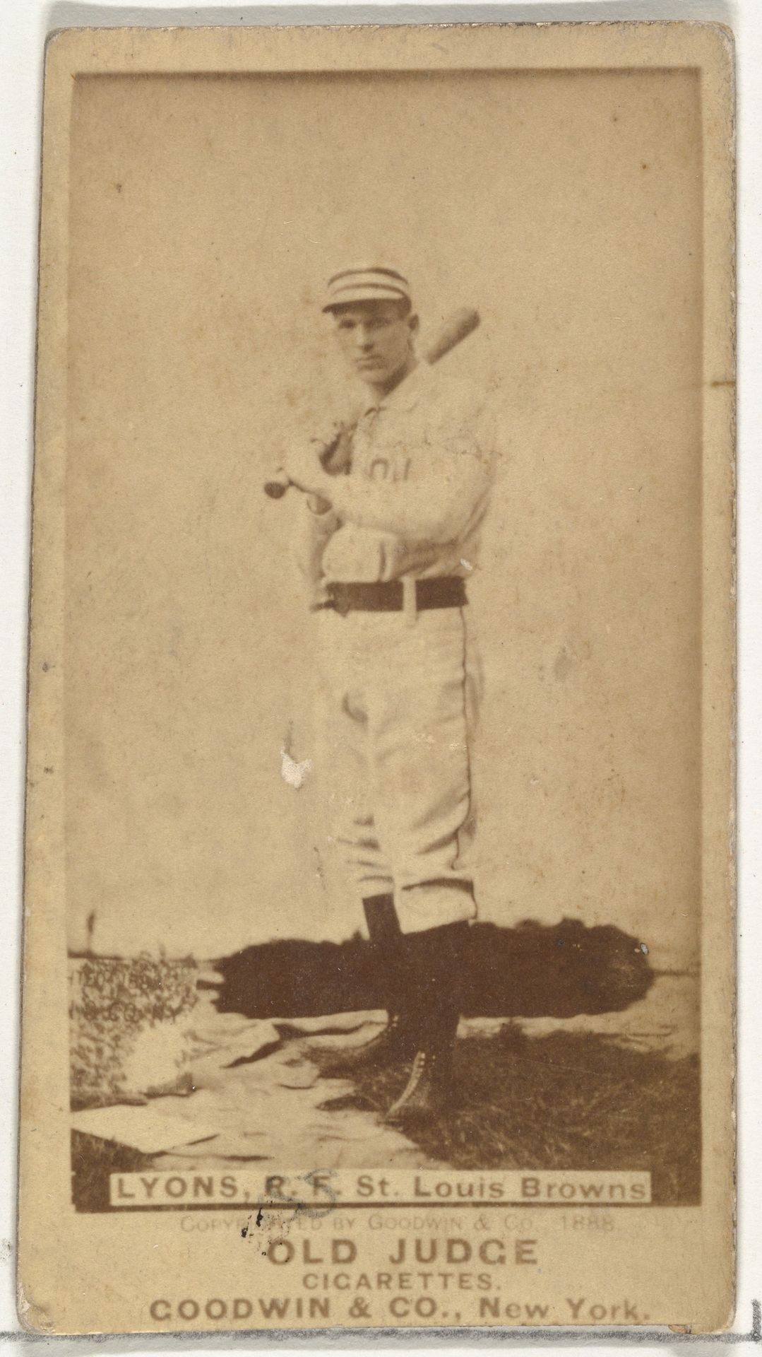 Harry Lyons, Right Field, St. Louis Browns, from the Old Judge series (N172) for Old Judge Cigarettes by Goodwin & Company