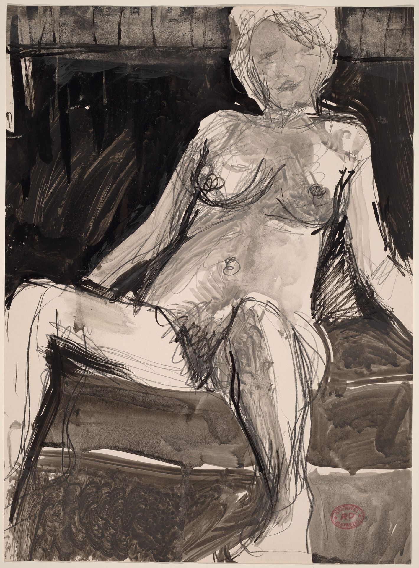 Untitled [female nude resting in a dark seat] by Richard Diebenkorn