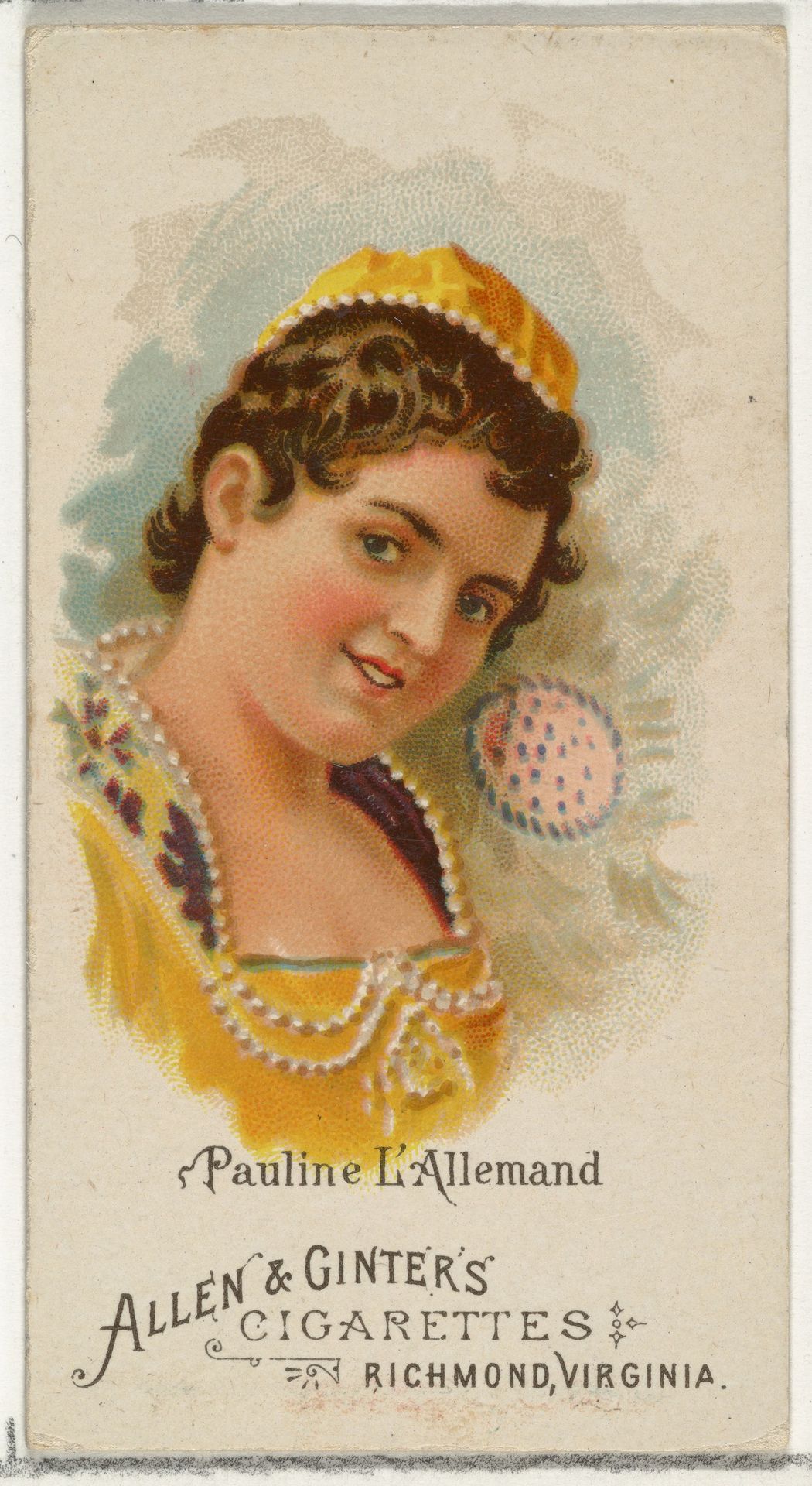 Pauline L'Allemand, from World's Beauties, Series 1 (N26) for Allen & Ginter Cigarettes by Allen & Ginter