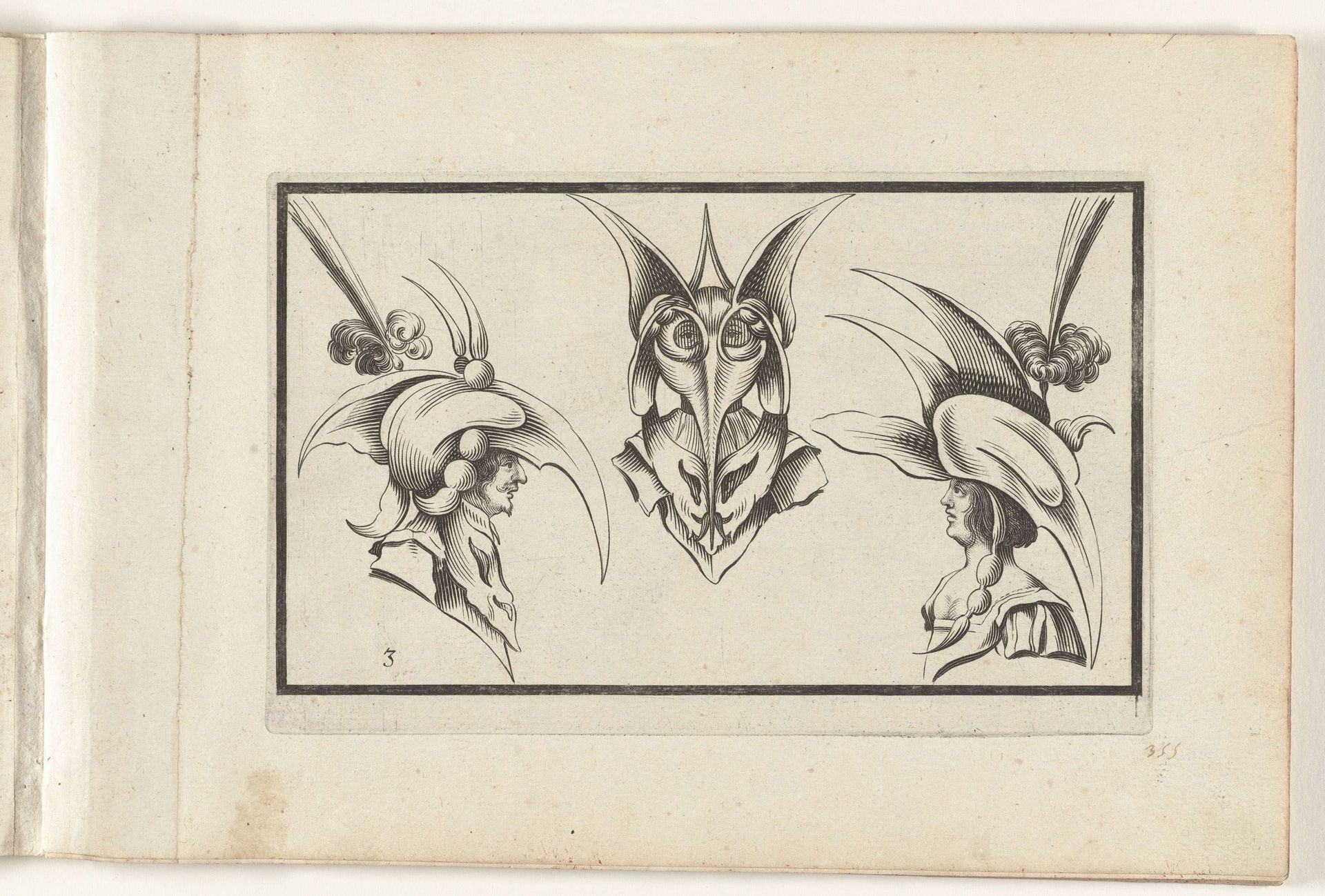 Drie figuren met hoofddeksels by Denis Boutemie