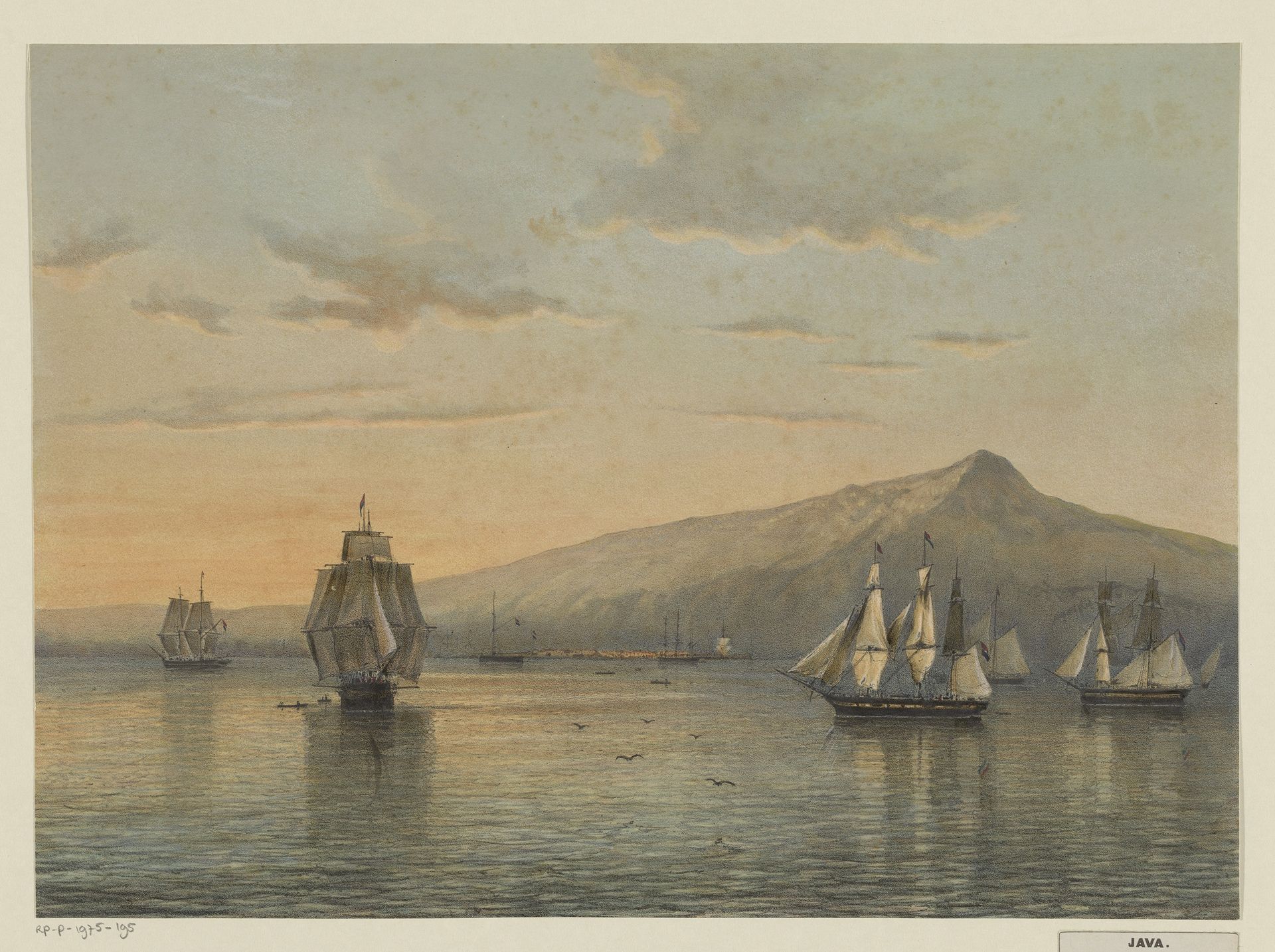 Gezicht op de ankerplaats bij Anjer op Java by Johan Conrad Greive