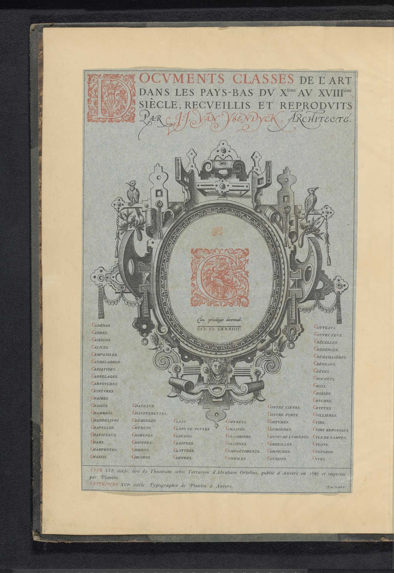 Reproductie van een titelpagina uit een atlas van Abraham Ortelius by Anonymous