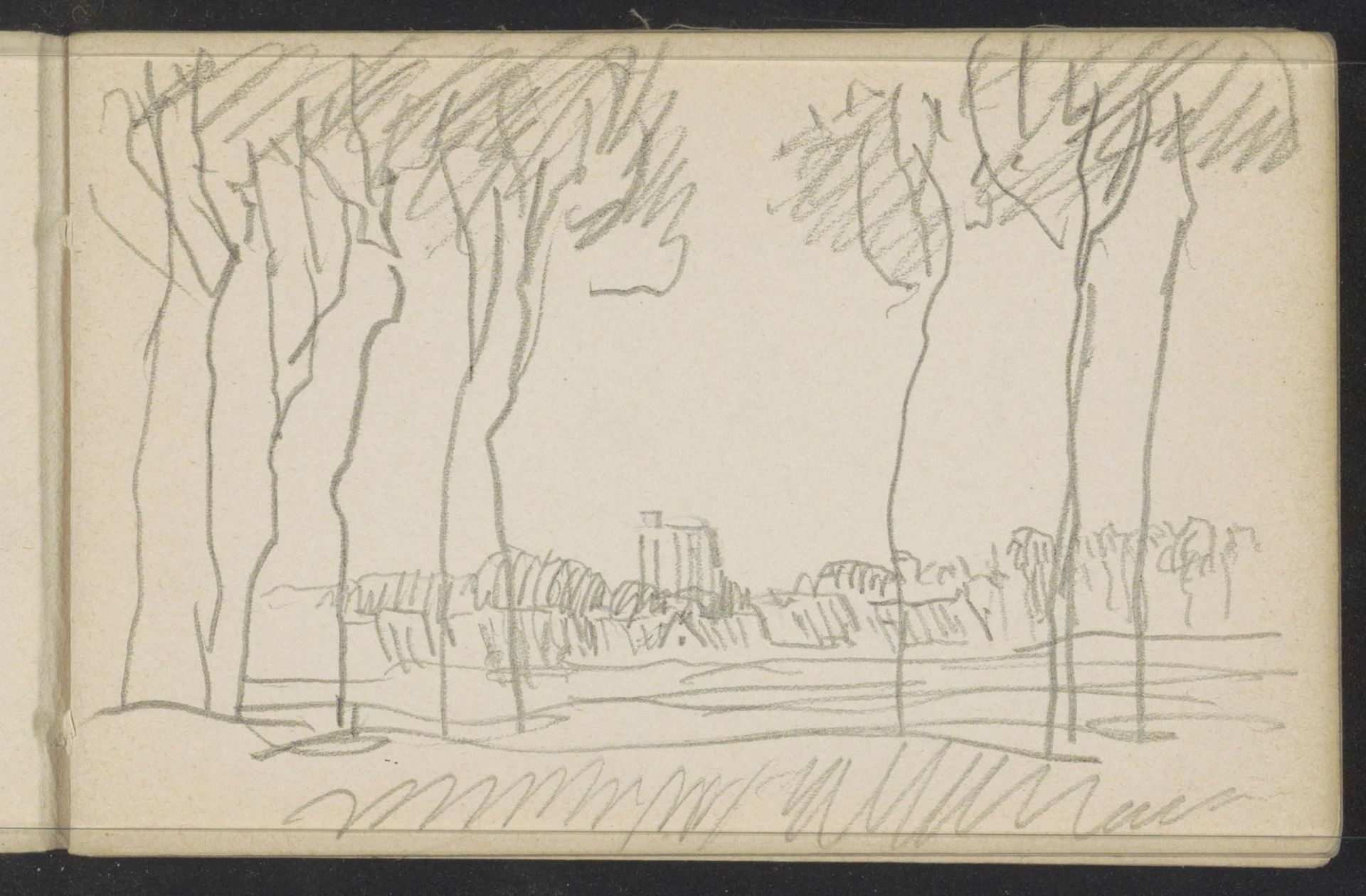 Gezicht op een dorp, mogelijk Damme by Alexander Shilling