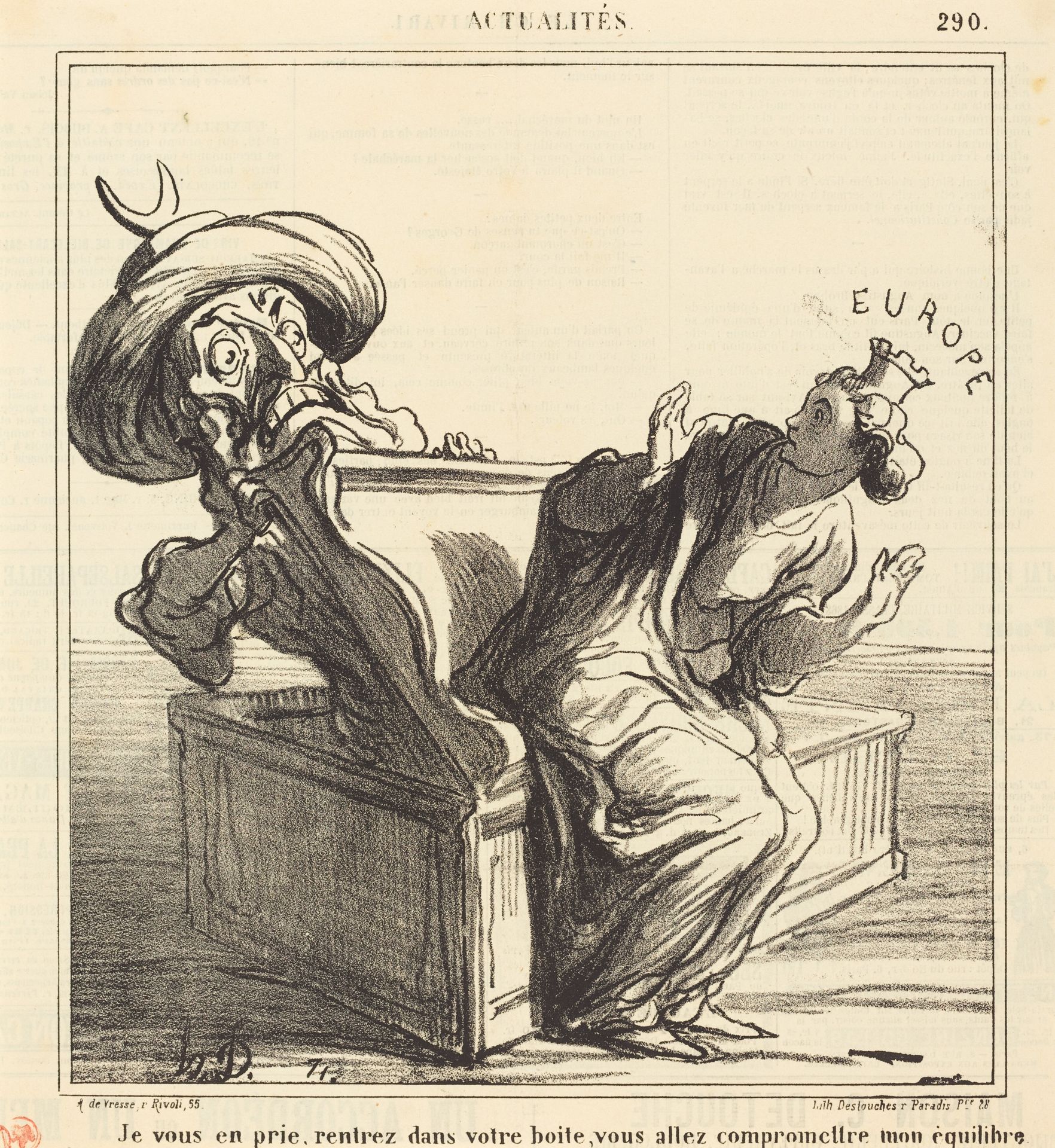Je vous en prie, rentrez dans votre boite... by Honoré Daumier