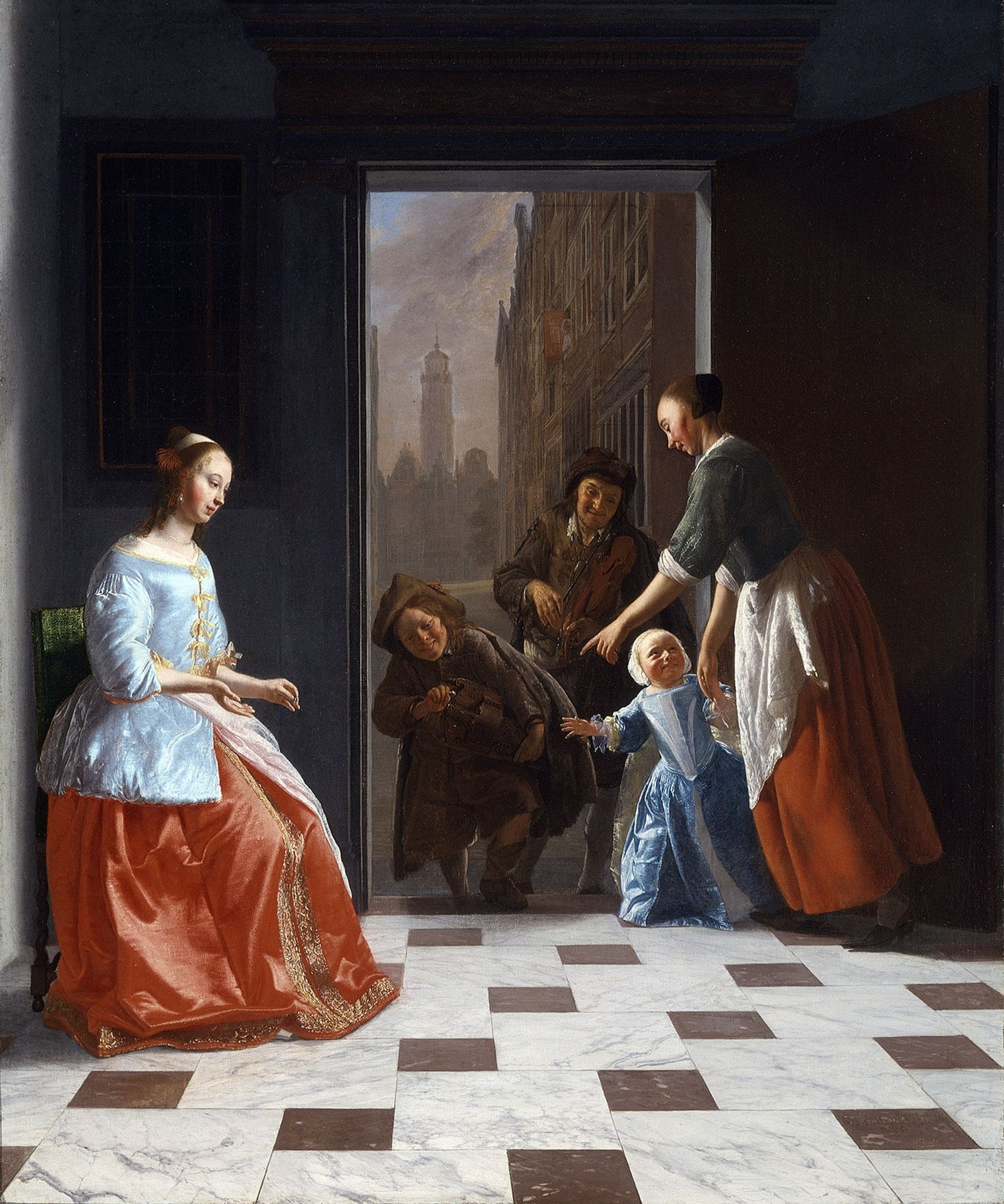 Street Musicians at the Door by Jacob Ochtervelt