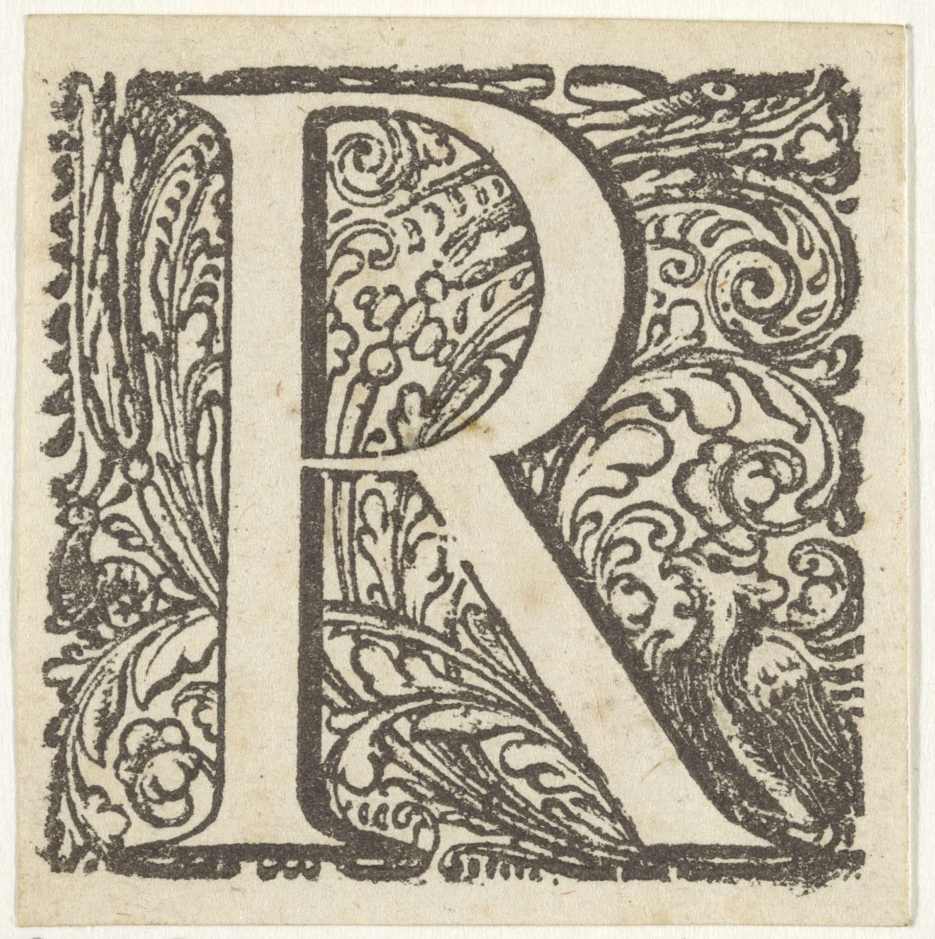 Letter R in een omlijsting met een vogel by Anonymous
