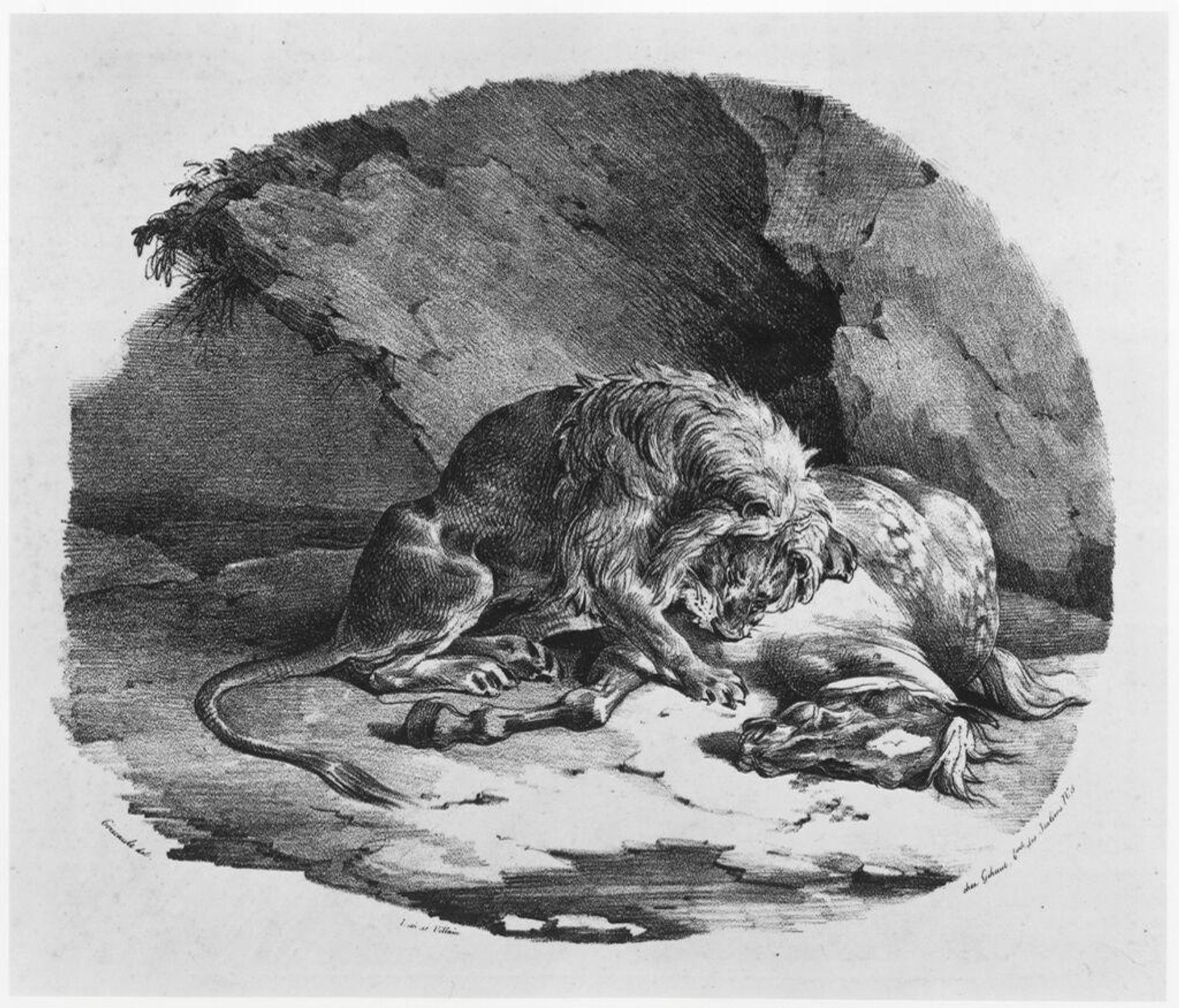 Lion Devouring a Horse by Théodore Géricault