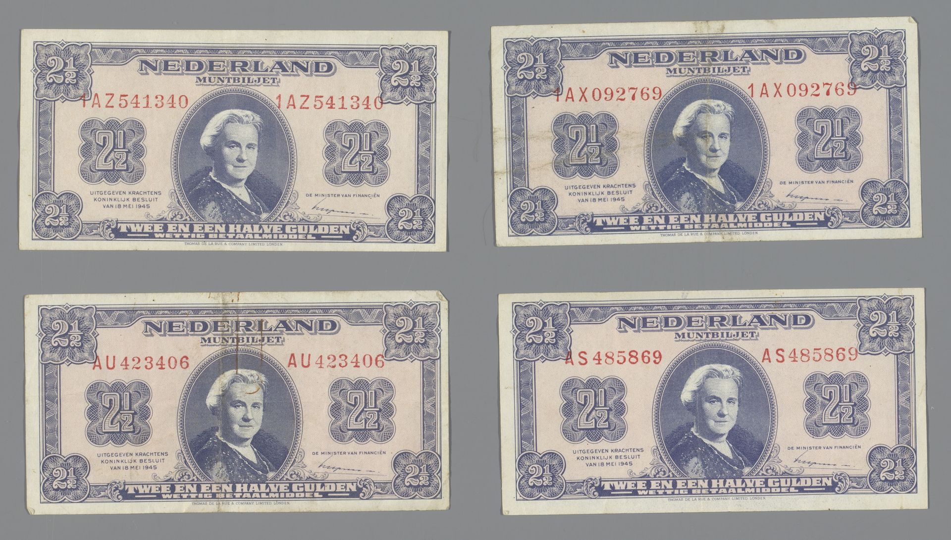 Twee en een halve gulden by Thomas De La Rue & Company Ltd.