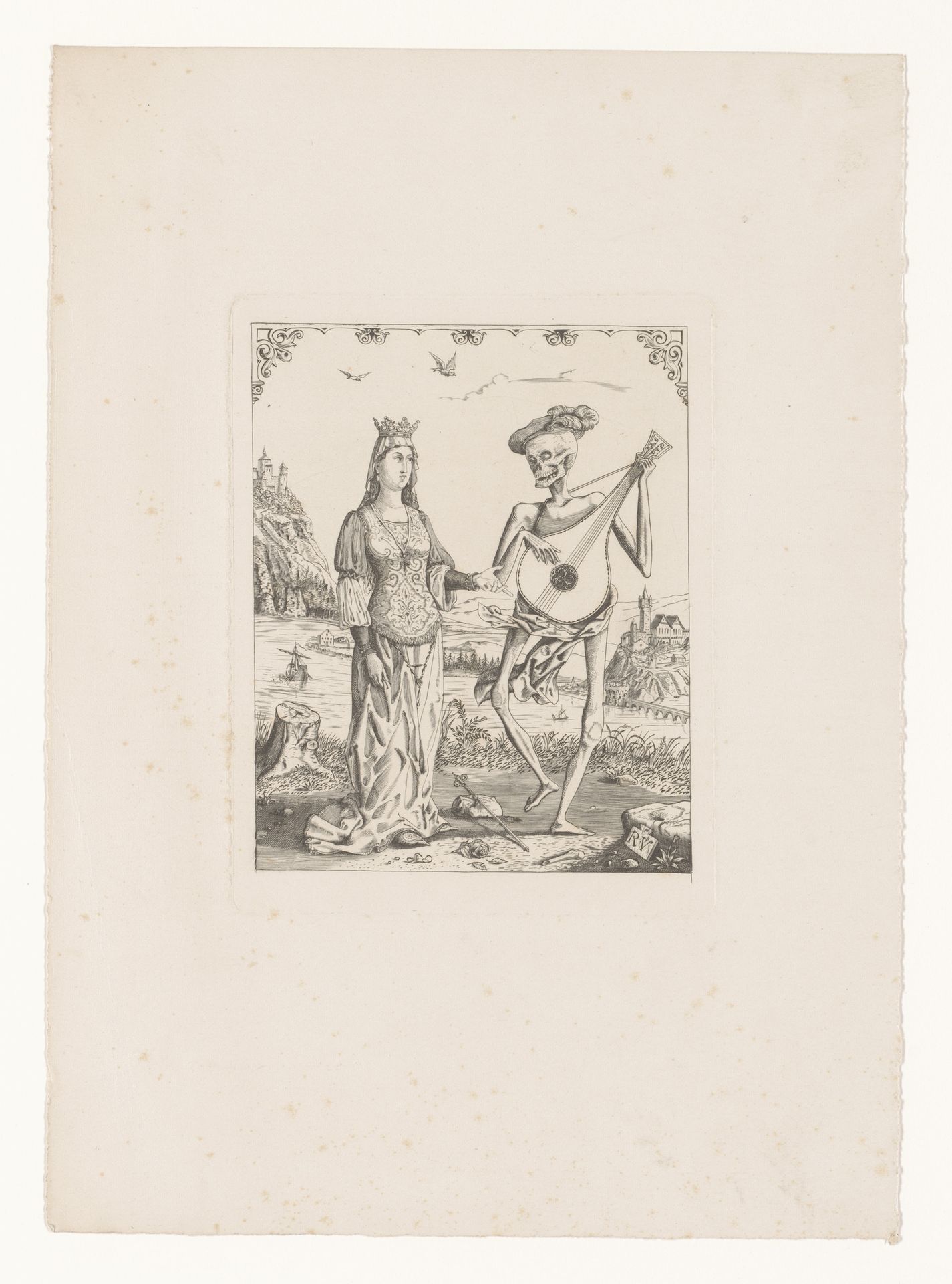 Allegorie met een edelvrouw en een musicerende Dood by Rodolphe Verhoeven