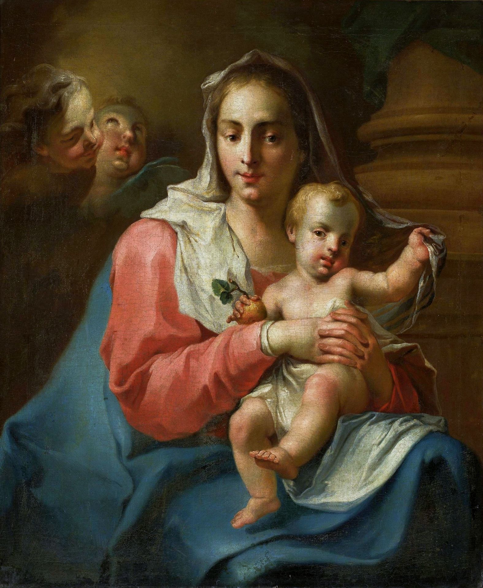 Madone Et Enfant Avec Deux Anges by Giambattista Pittoni
