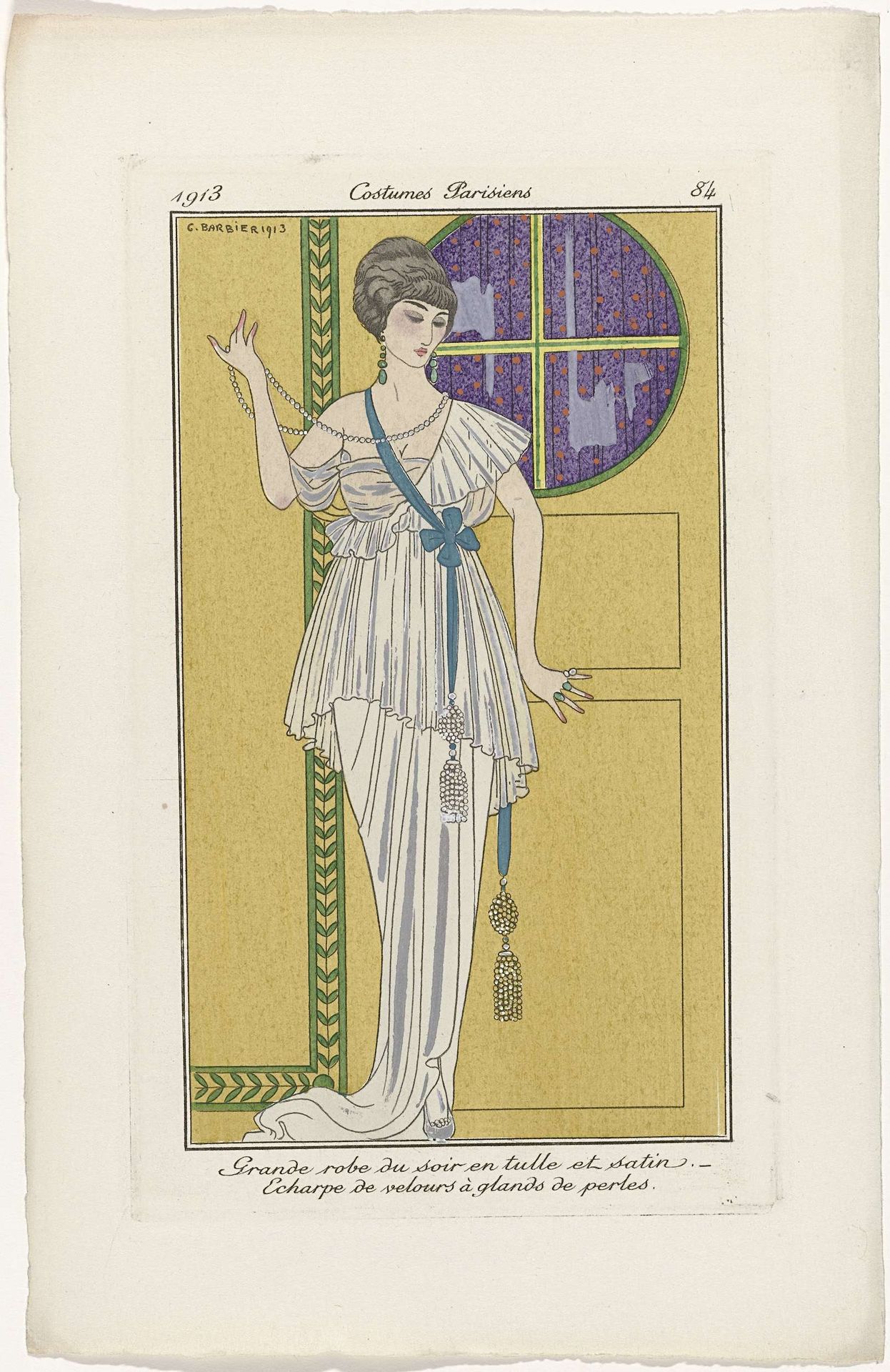 Journal des Dames et des Modes, Costumes Parisiens, 1913, No. 84 : Grande robe du soir (...) by George Barbier