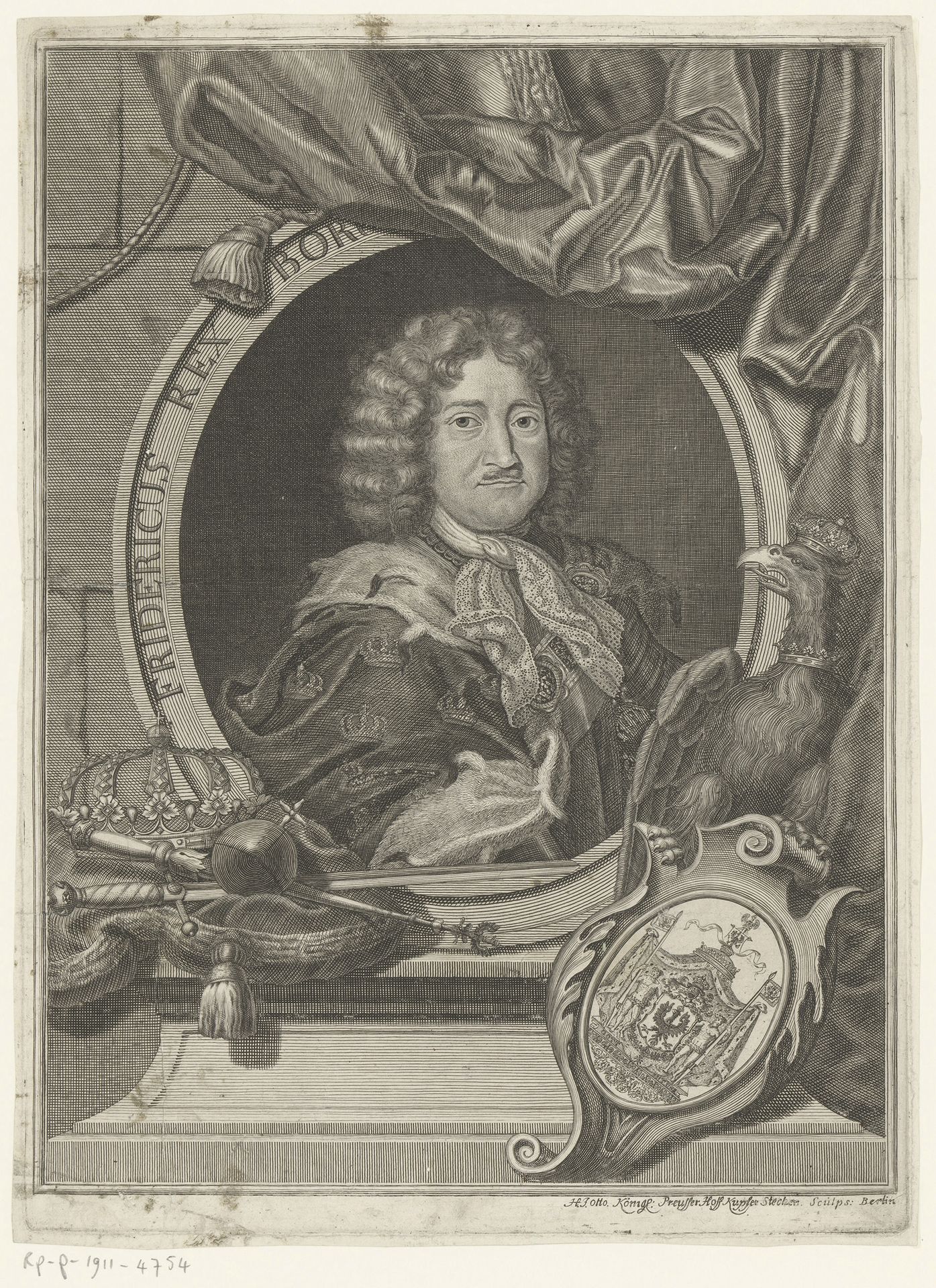 Portret van Frederik I, koning van Pruisen by Heinrich Jakob Otto
