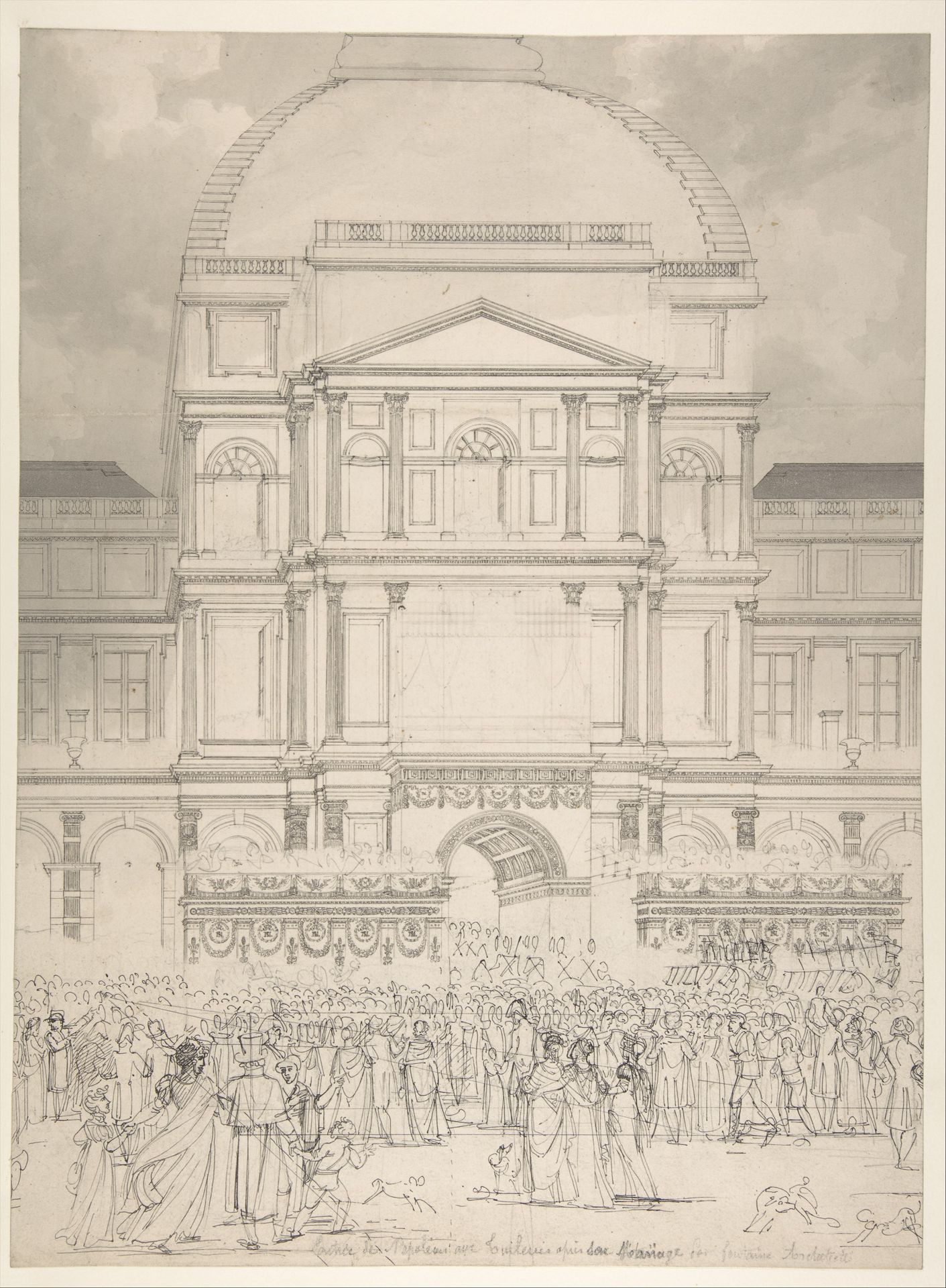 Crowd in Front of the Tuileries Palace During the Wedding of Napoleon to Marie-Louise of Austria by Charles Percier