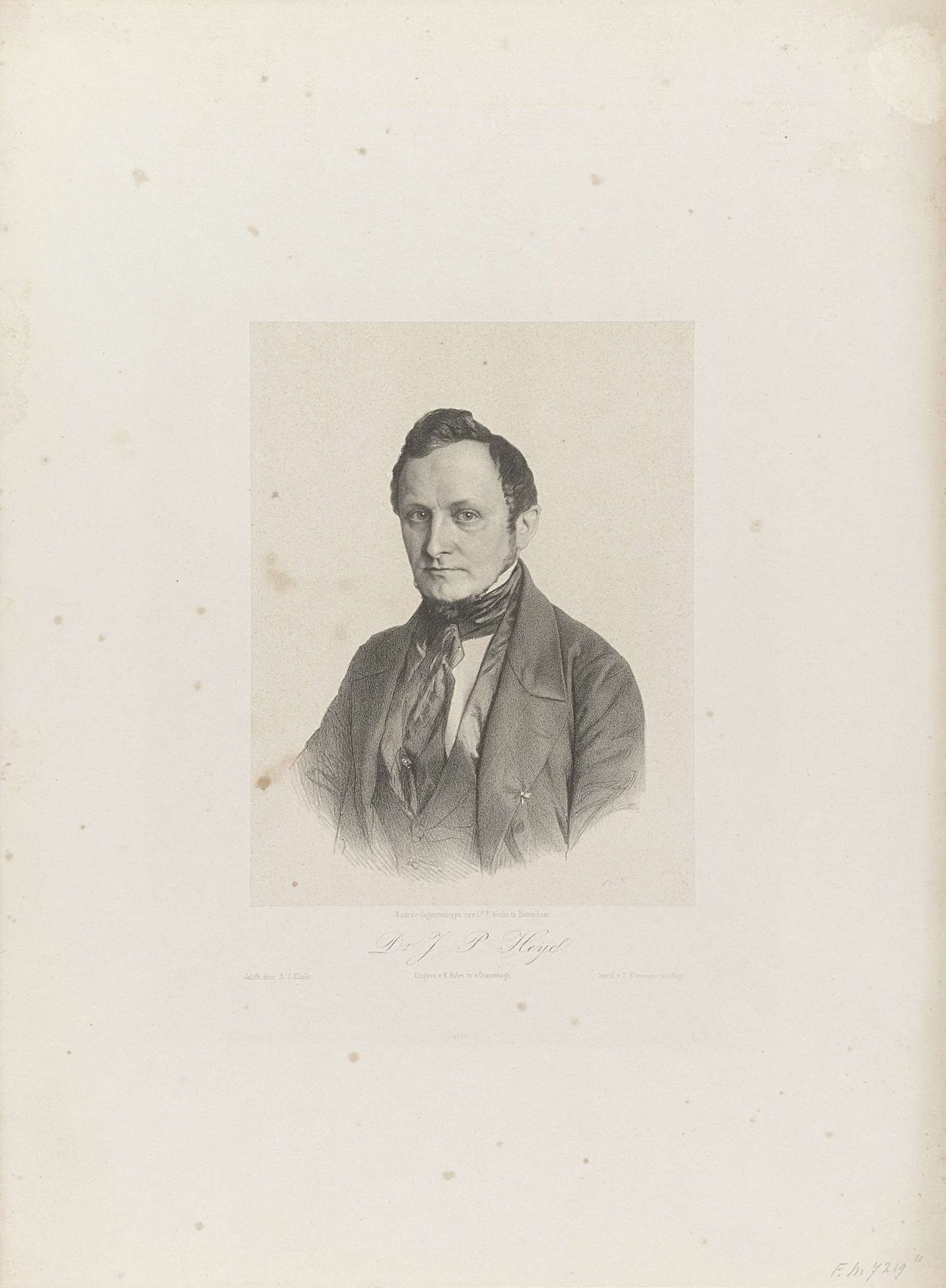 Portret van Jan Pieter Heije, 1854 by Adrianus Johannes Ehnle