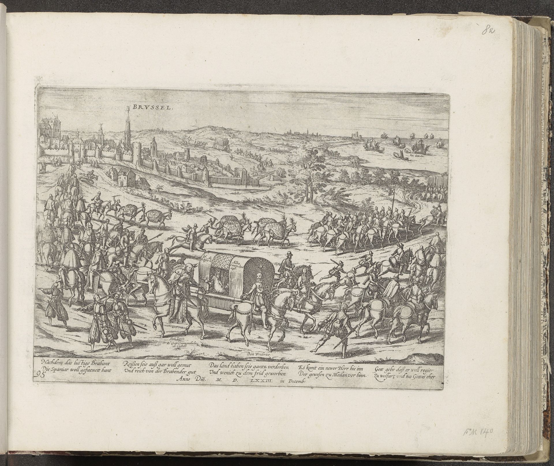 Alva verlaat de Nederlanden, 1573 by Frans Hogenberg